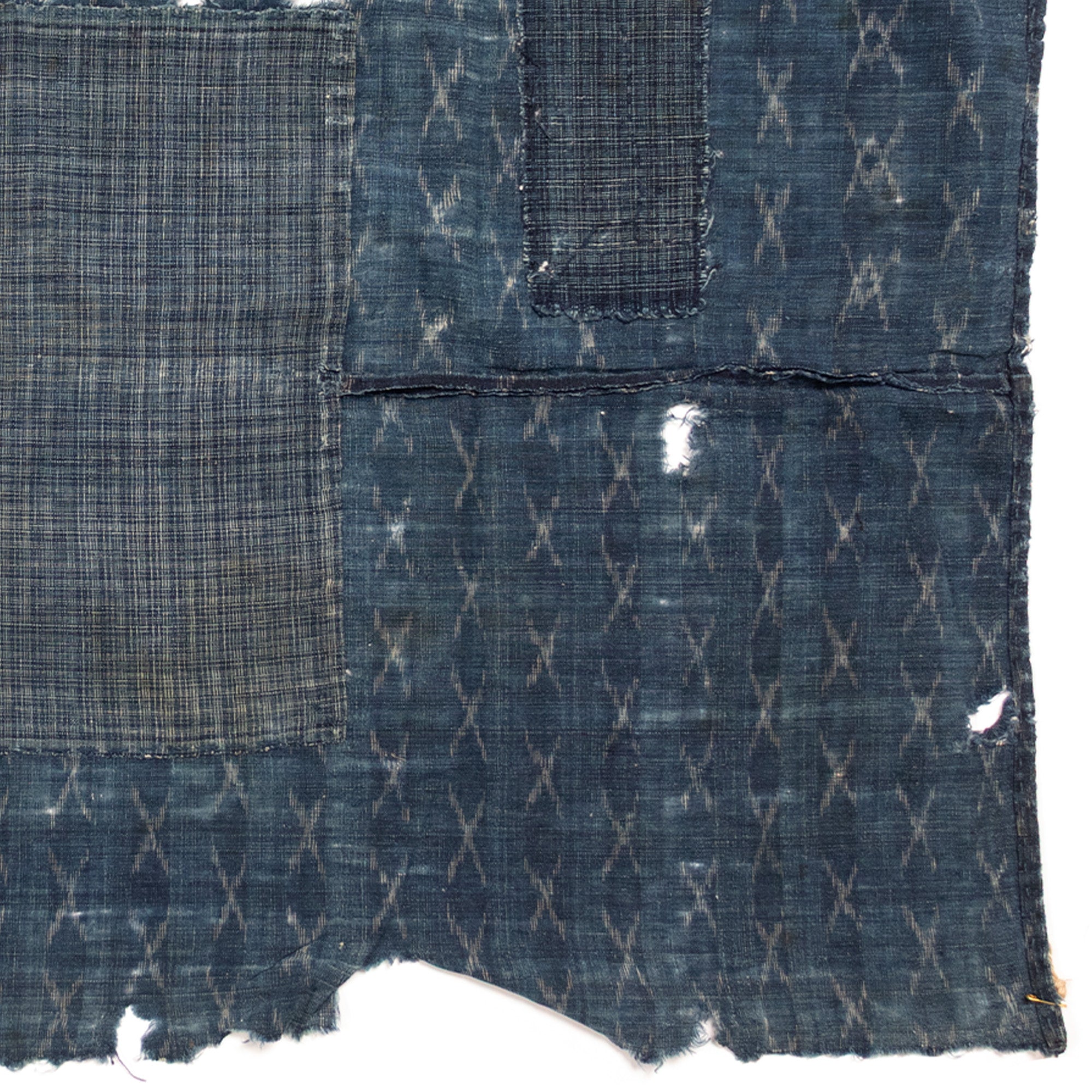 Indigo Kasuri Boro 2 Panel Sheet | Japanese Patchwork Textile