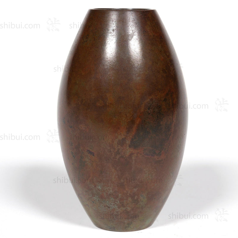 Vintage Bronze Vase With Green and Red Patina Spots and Box