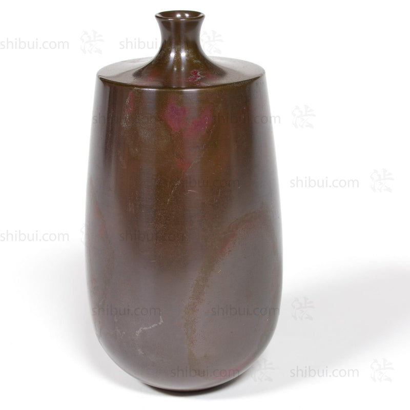 Vintage Bronze Single Flower Vase with Purple Accents