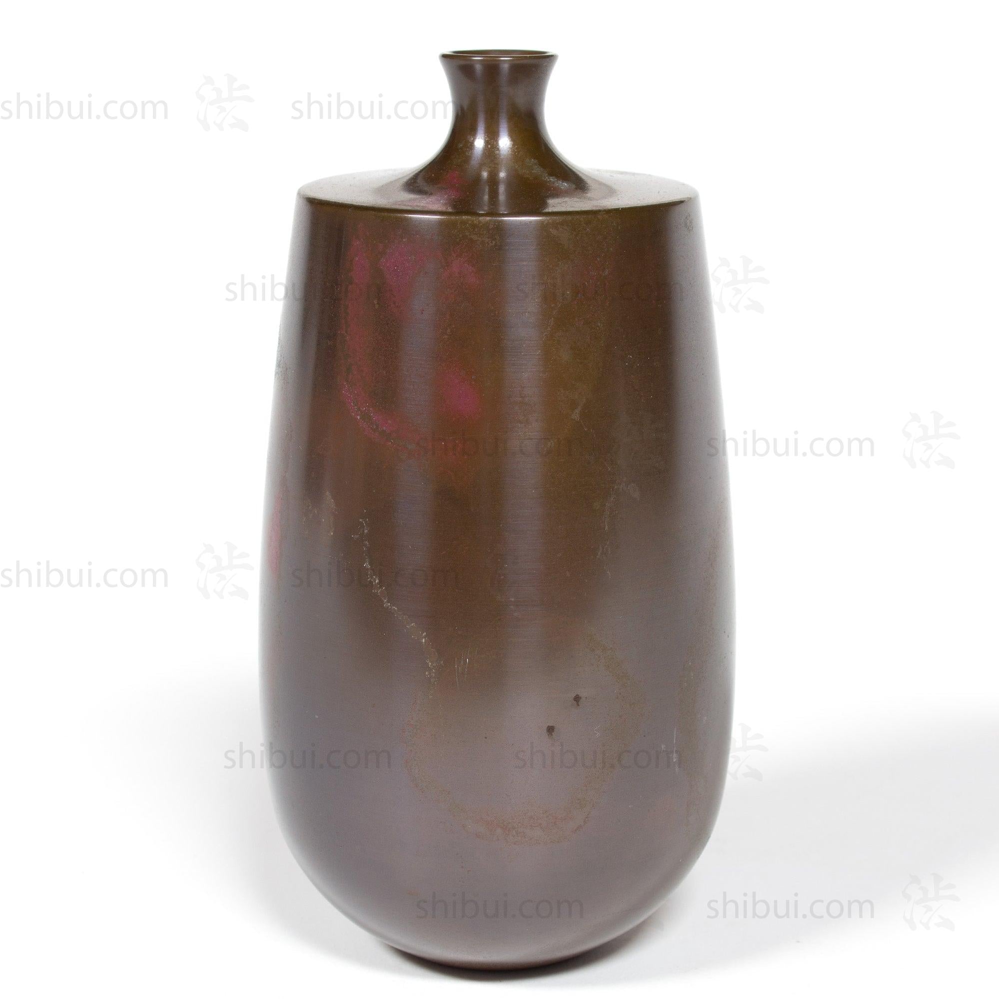 Vintage Bronze Single Flower Vase with Purple Accents