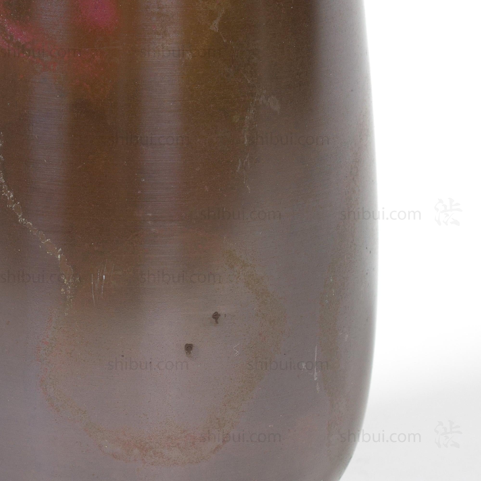 Vintage Bronze Single Flower Vase with Purple Accents