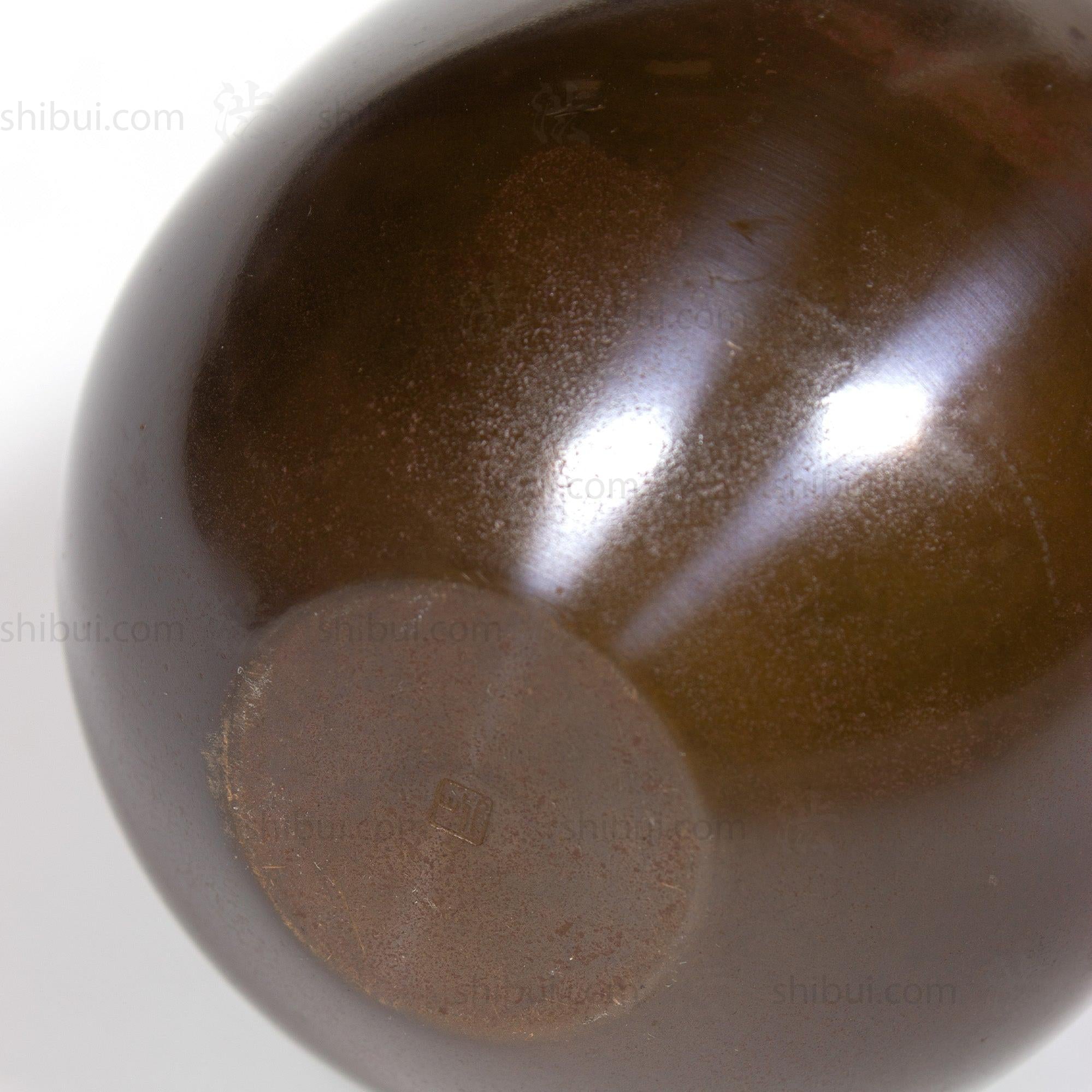 Vintage Bronze Single Flower Vase with Purple Accents