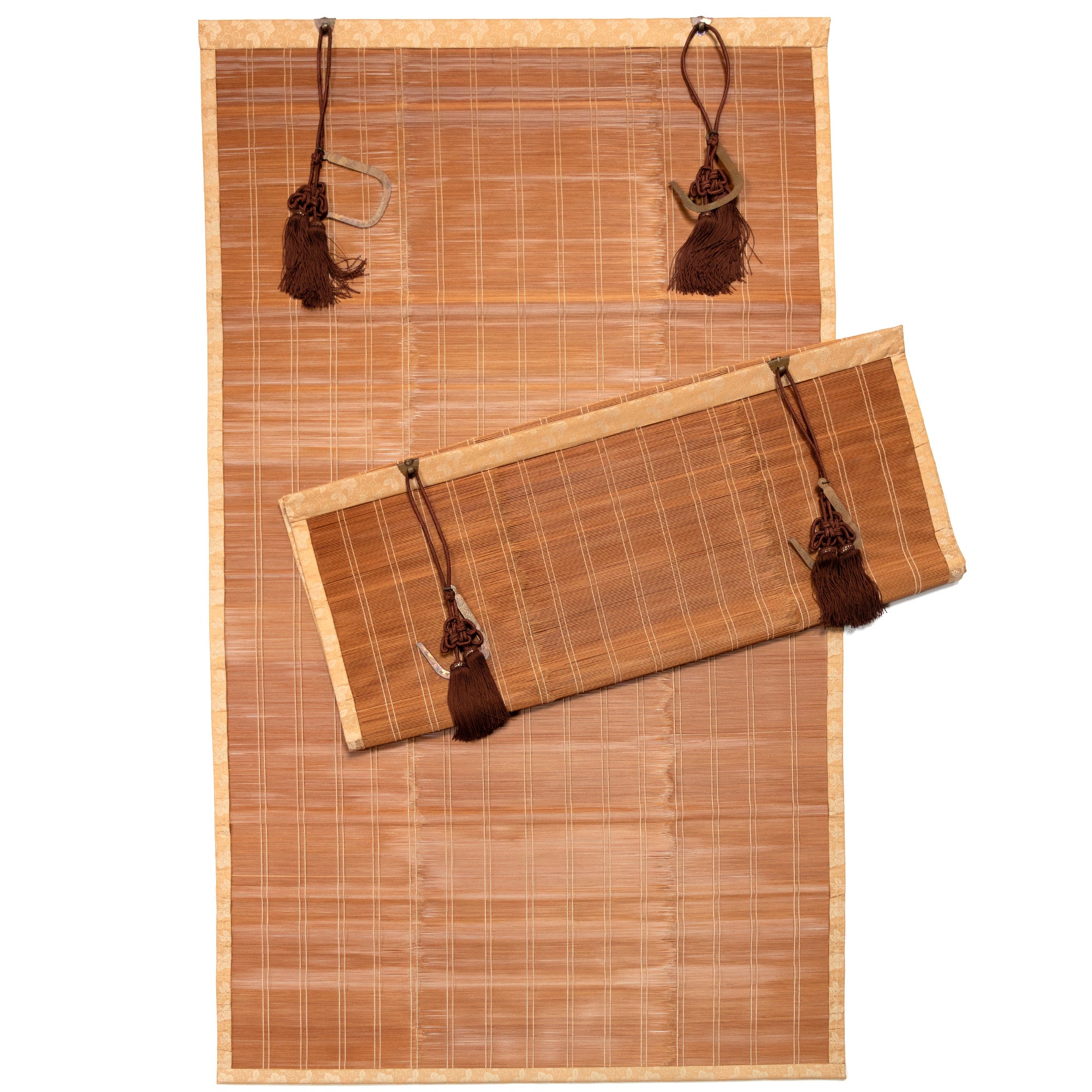 Sudare with Brocade Border| Split Bamboo Blind | Set of 2