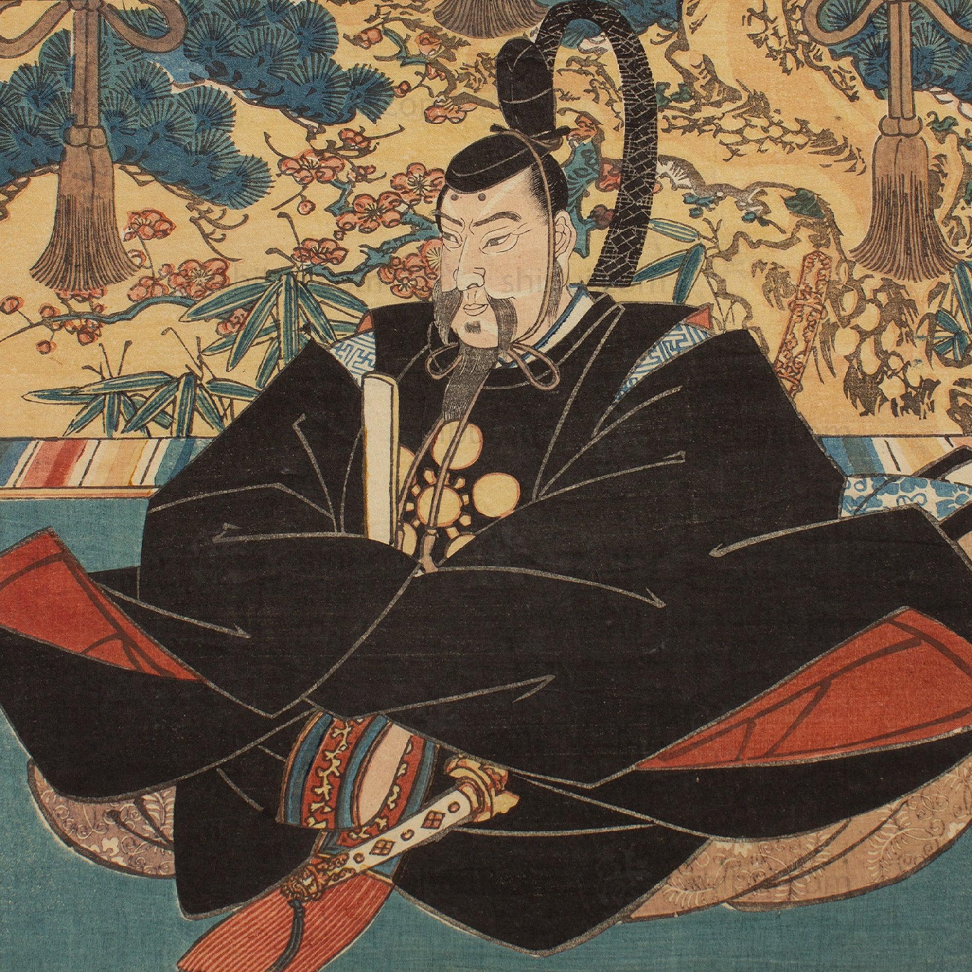 Toyotomi Hideyoshi Print | Antique Japanese Wood Block Print