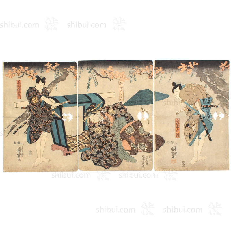 Fairy Tale Triptych | Antique Japanese Wood Block Print
