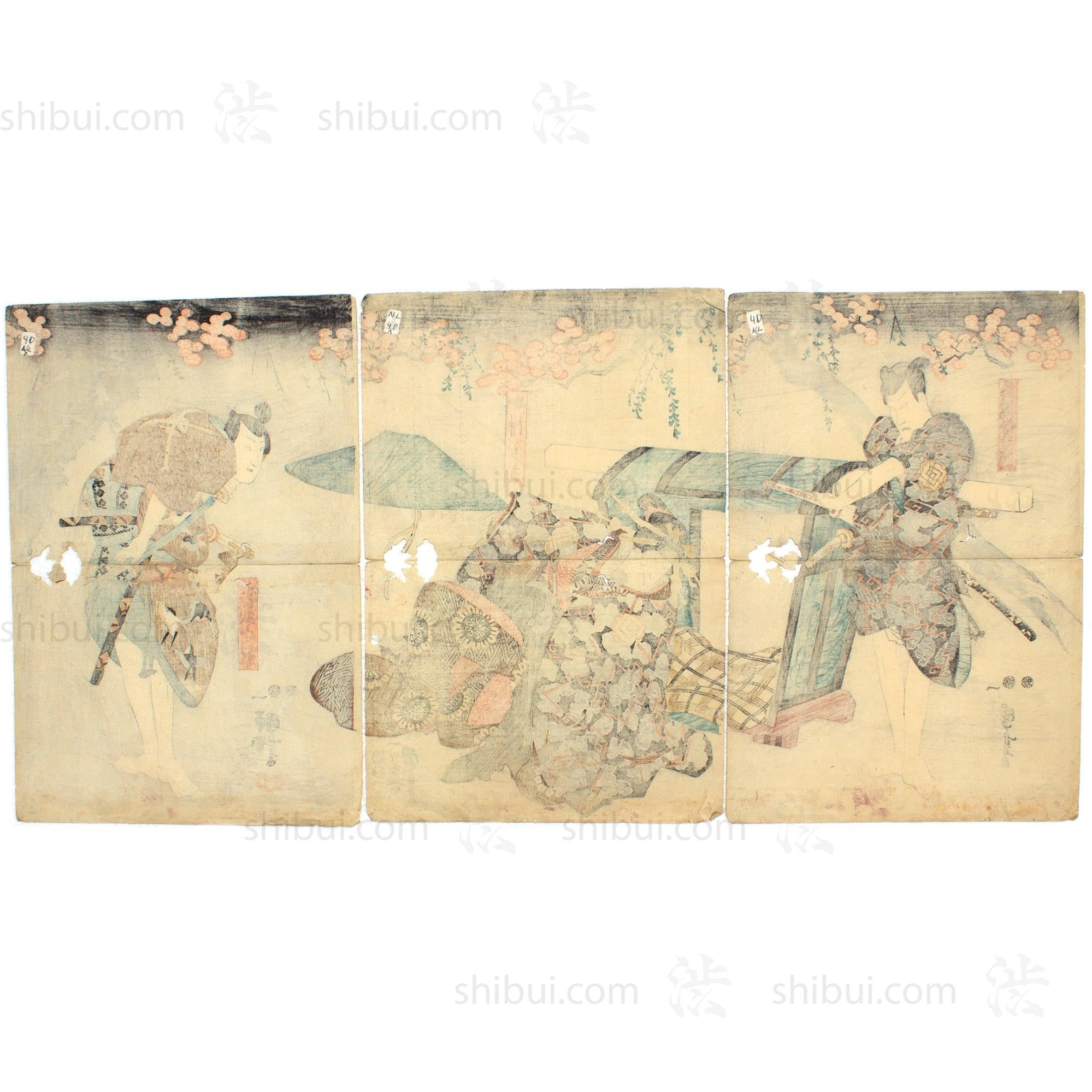 Fairy Tale Triptych | Antique Japanese Wood Block Print