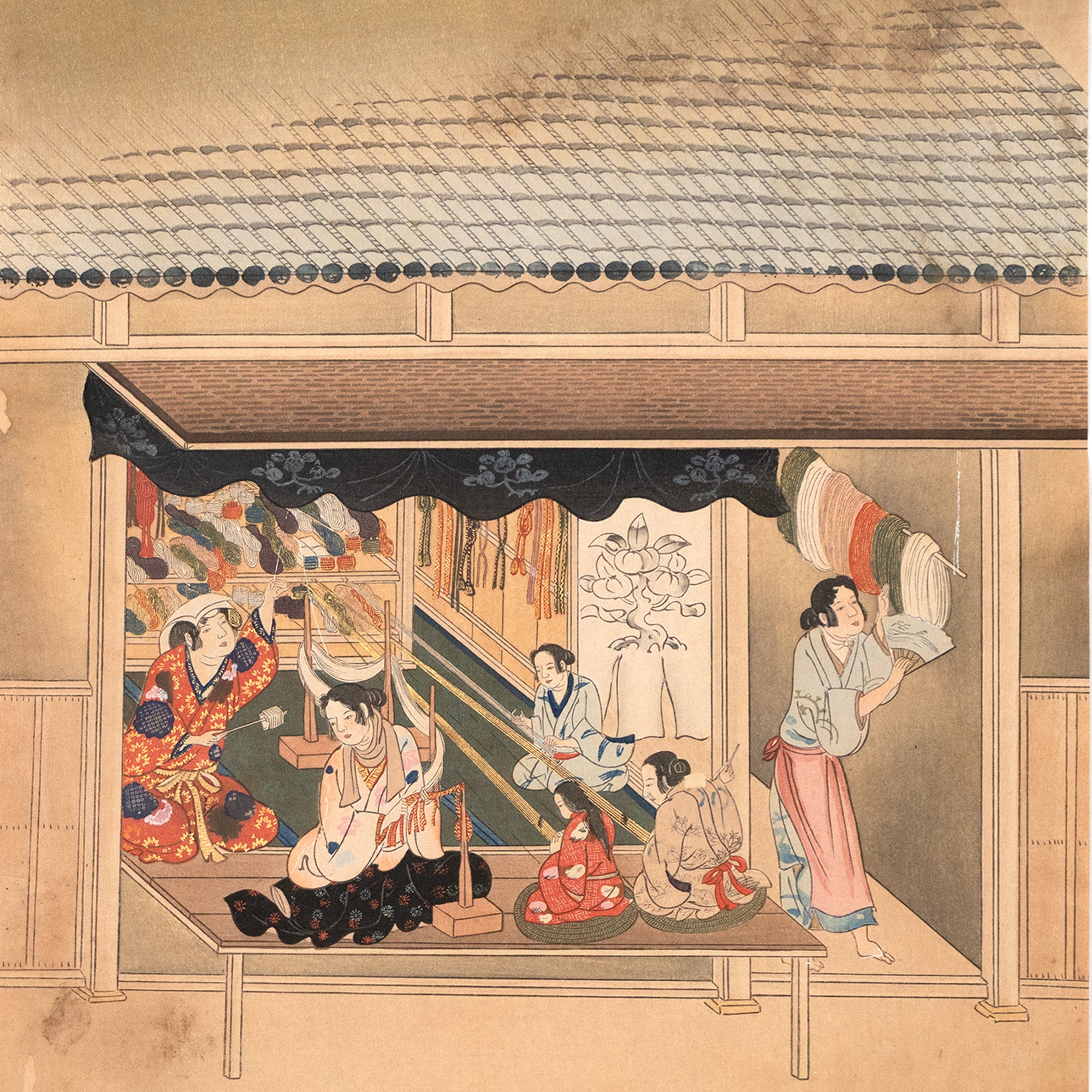 The Craftsmen's Life - Thread Dyers | Antique Japanese Wood Block Print