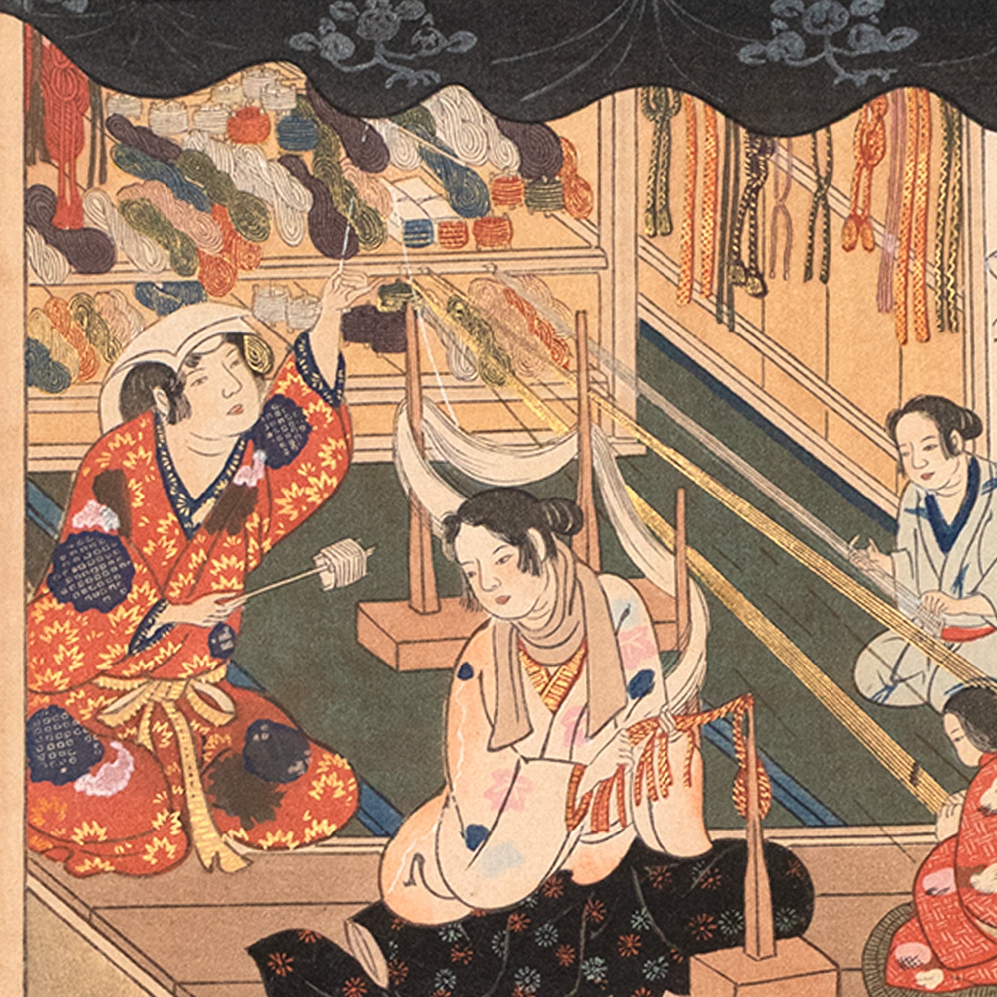 The Craftsmen's Life - Thread Dyers | Antique Japanese Wood Block Print