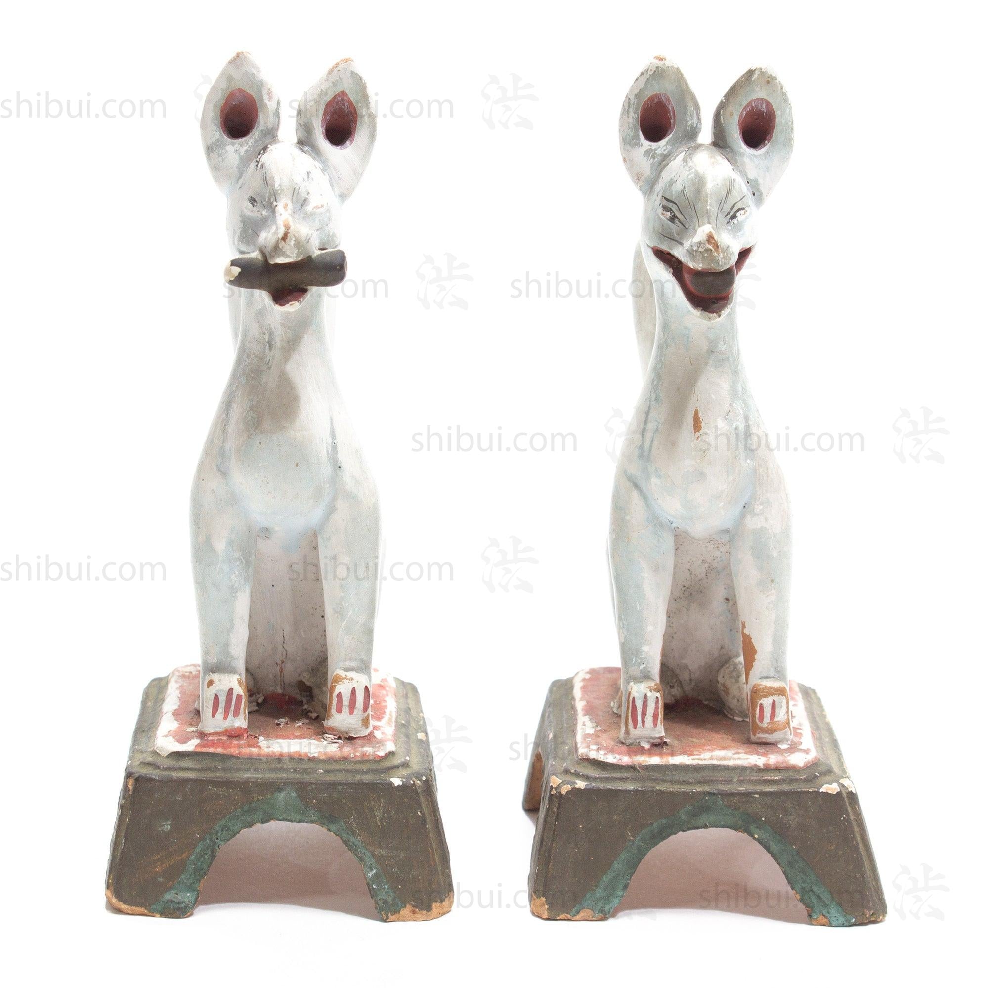Inari Foxes | Sacred Kitsune Clay Figure Pair