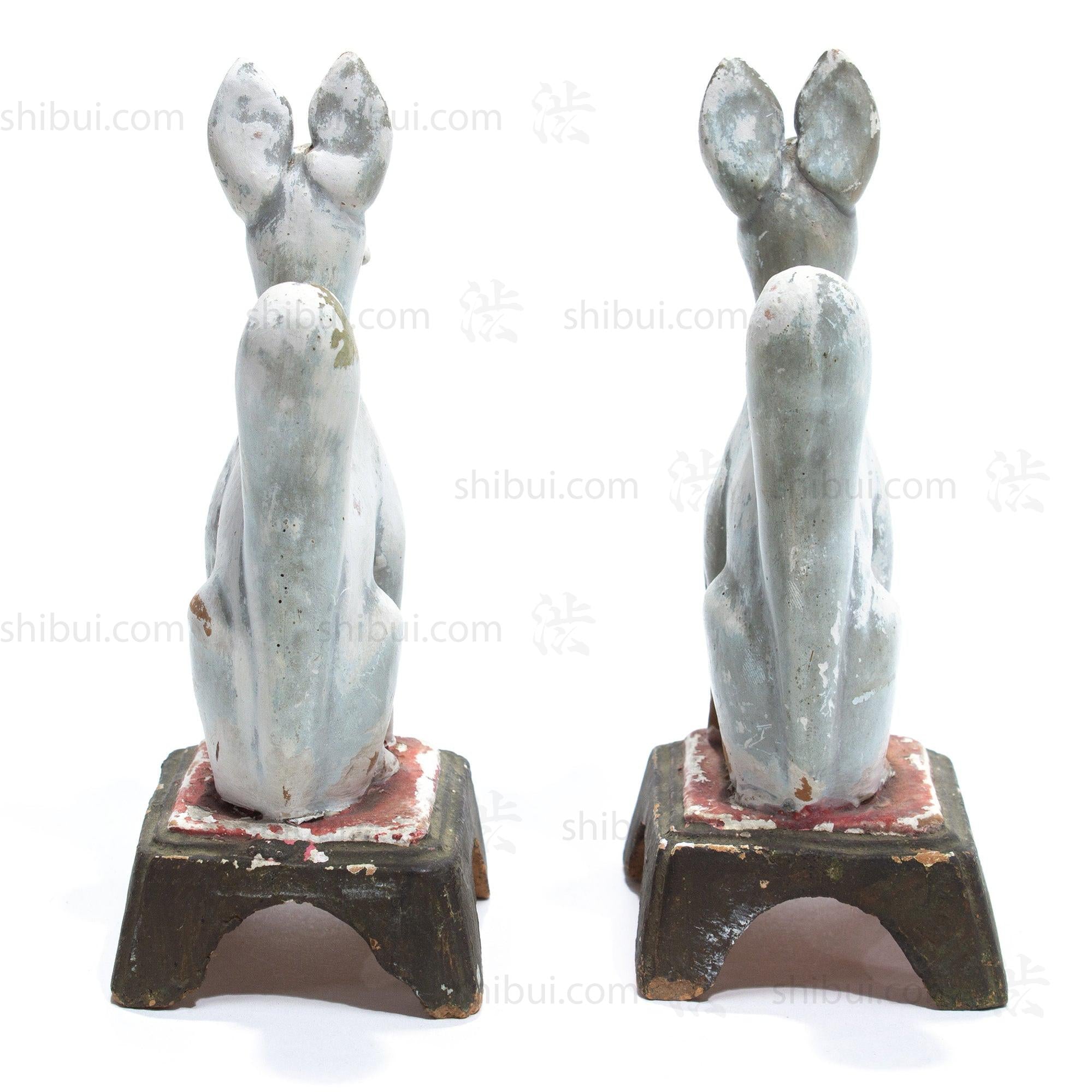 Inari Foxes | Sacred Kitsune Clay Figure Pair