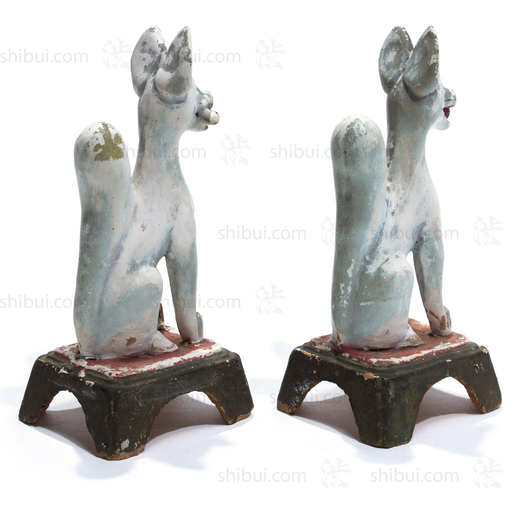 Inari Foxes | Sacred Kitsune Clay Figure Pair