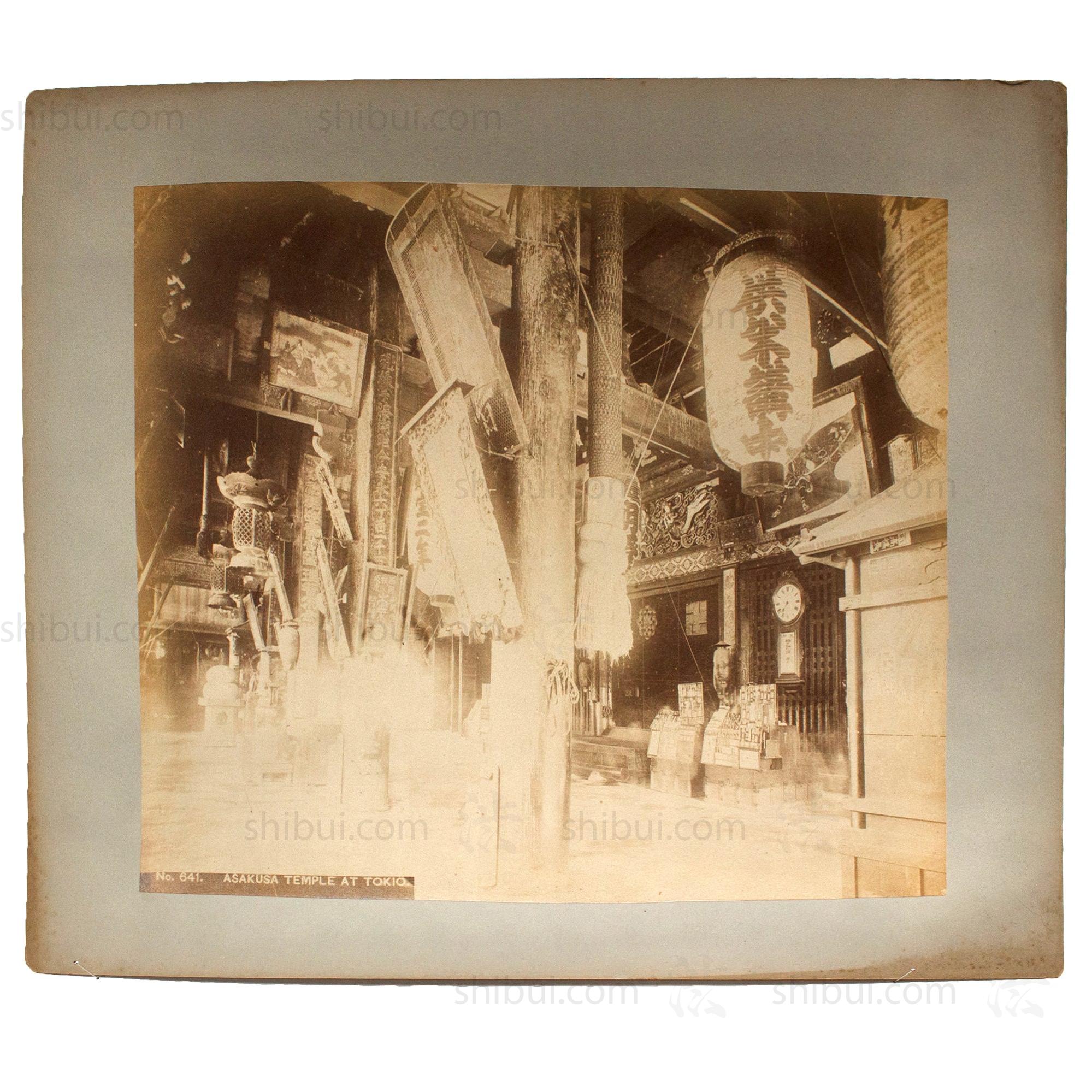 Antique Japanese Albumen Photo of Asakusa Temple