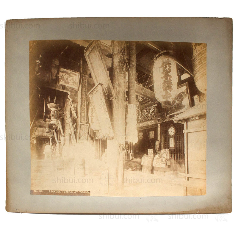 Antique Japanese Albumen Photo of Asakusa Temple