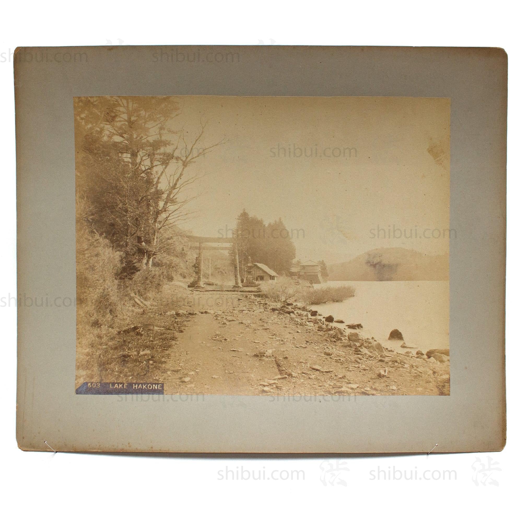 Antique Japanese Albumen Photo of Ashinoko Lake