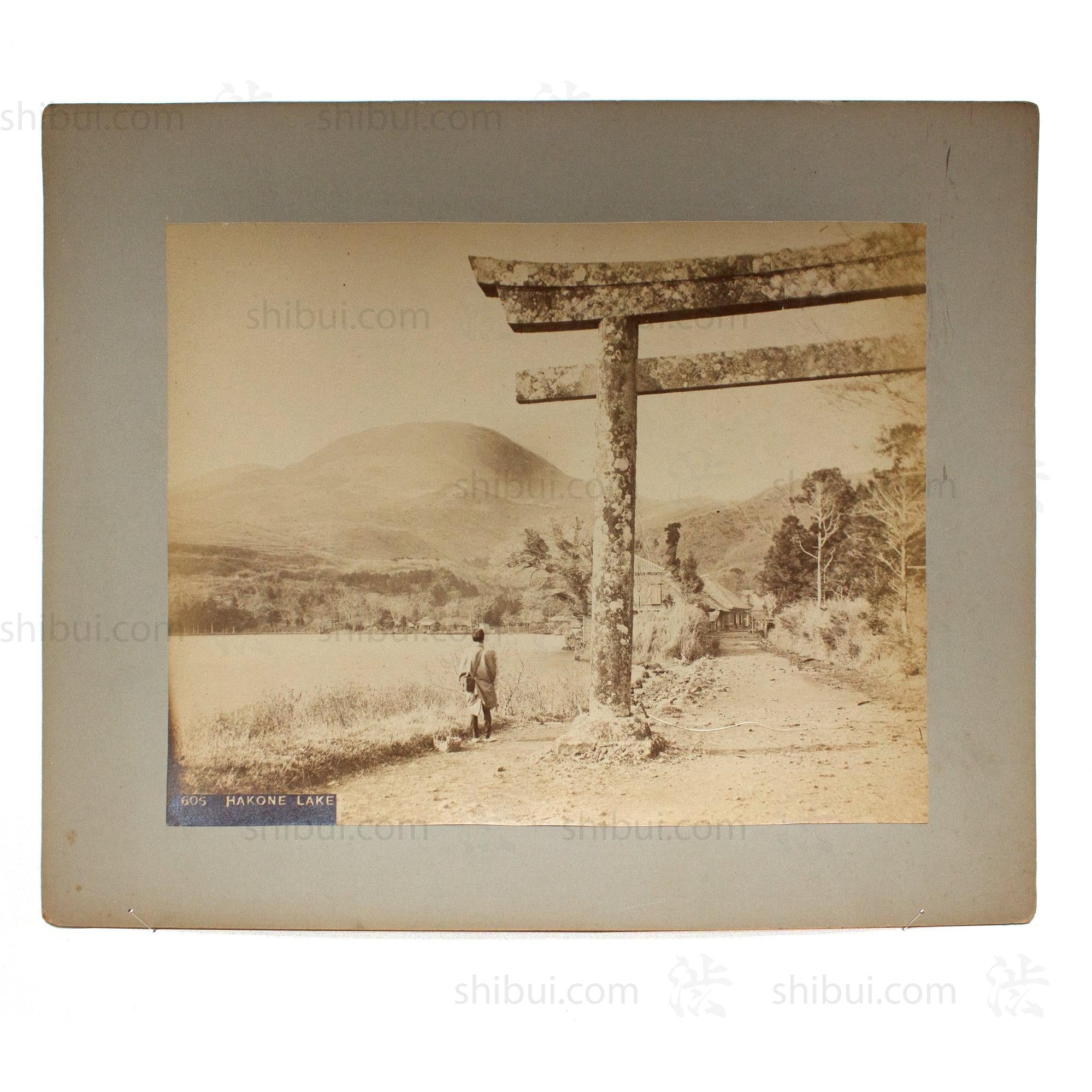 Antique Japanese Albumen Photo of Ashinoko Lake