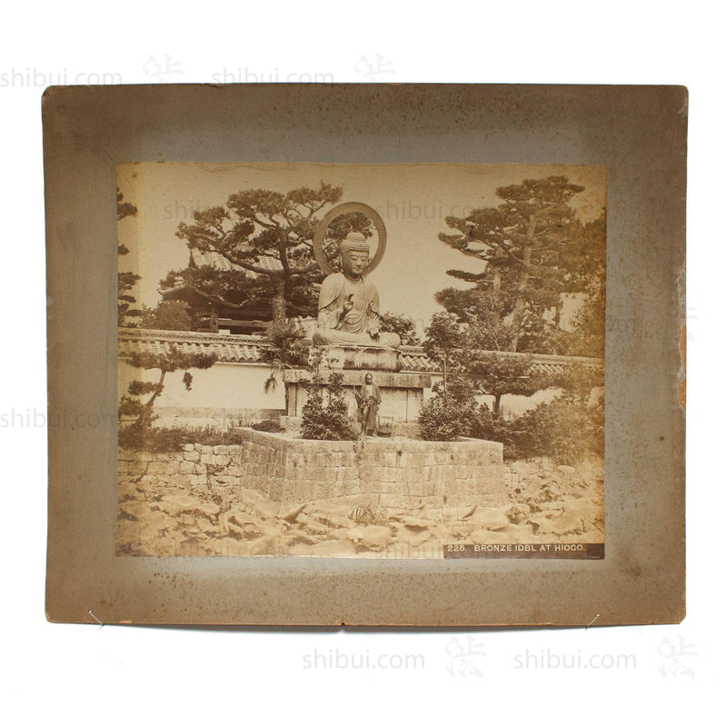 Antique Japanese Albumen Photo of Buddha Statue at Shinkoji Temple