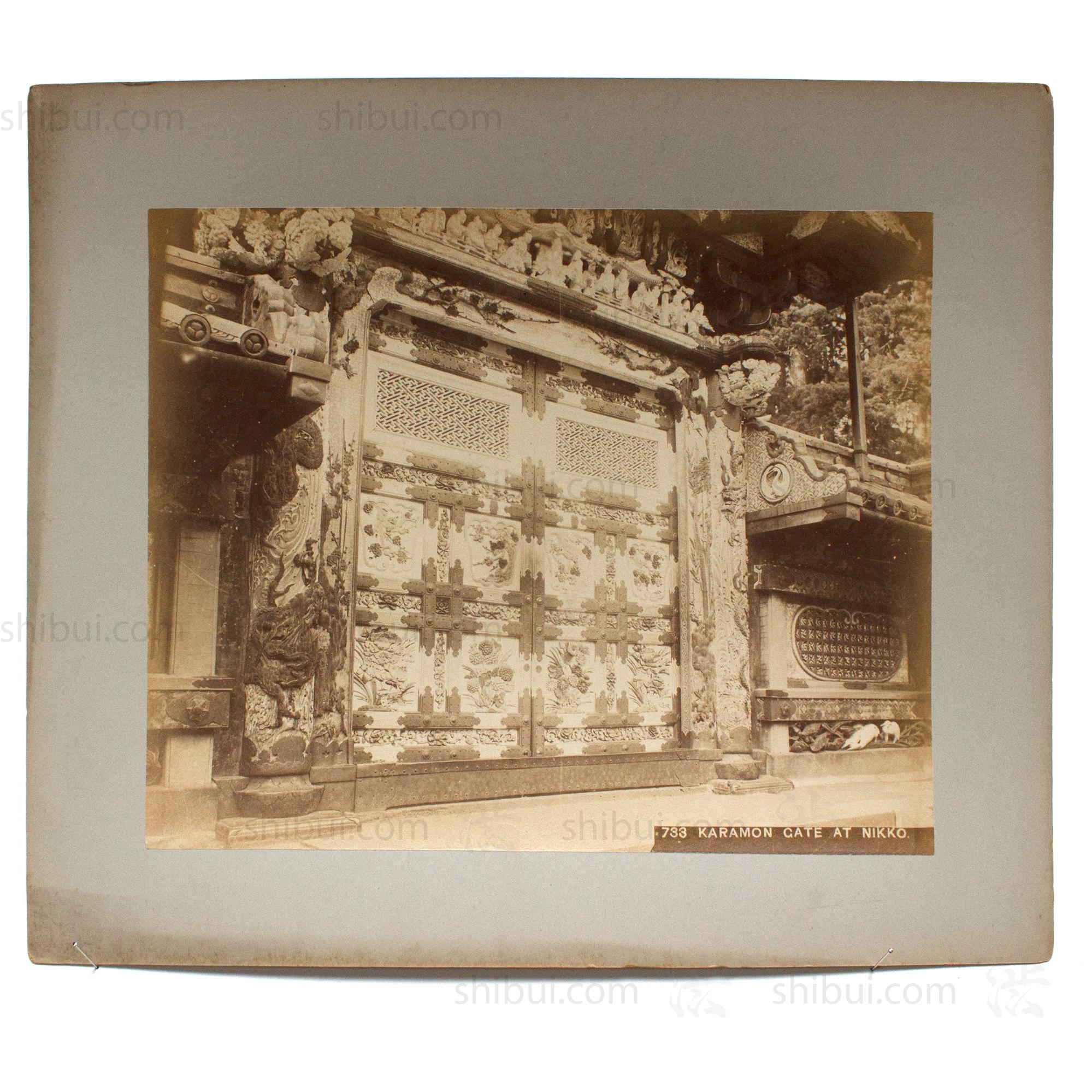 Antique Japanese Albumen Photo of Toshogu Temple Karamon Gate