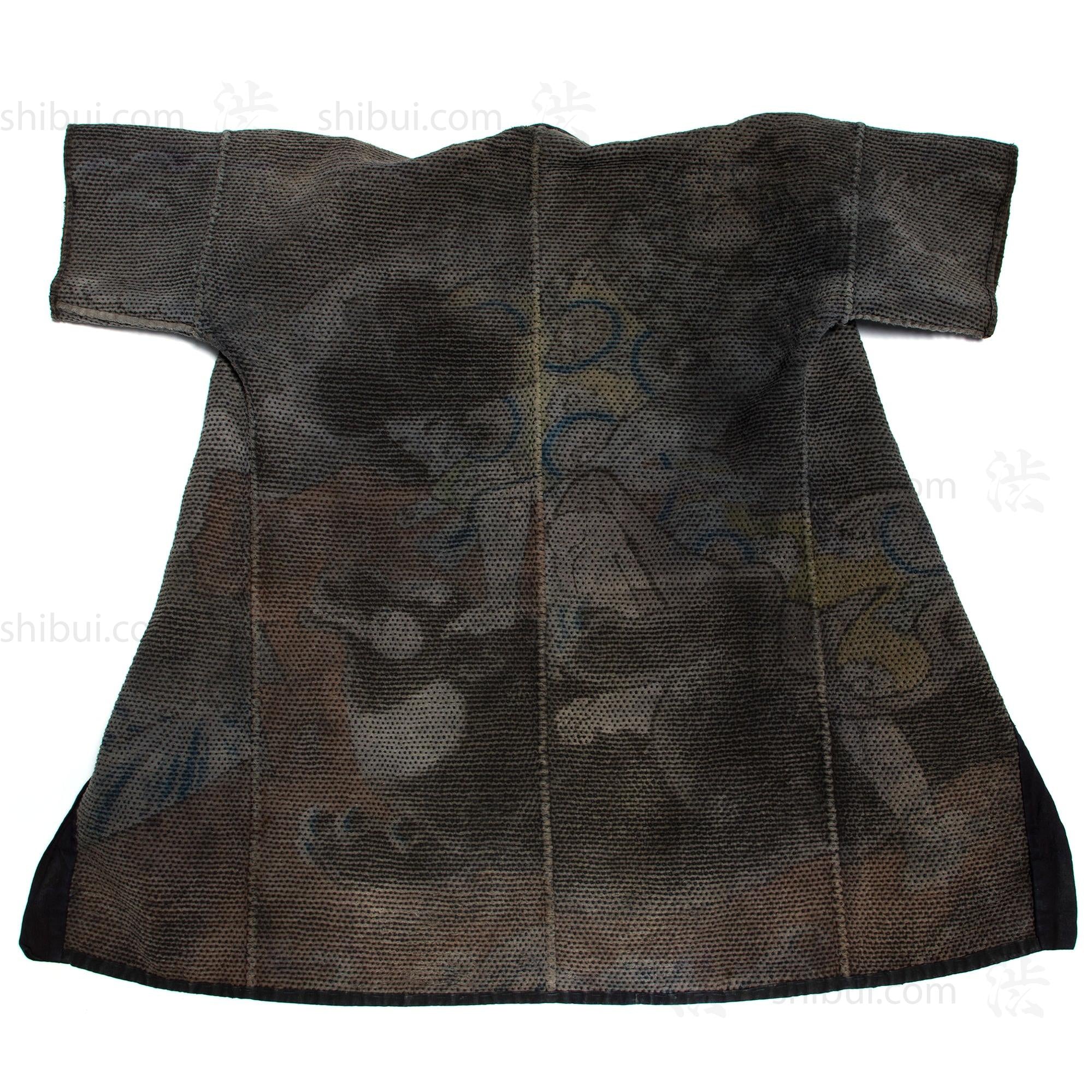 Unique Hanten Antique Fireman's Sashiko Stiched and Indigo Dyed Cotton Under Coat