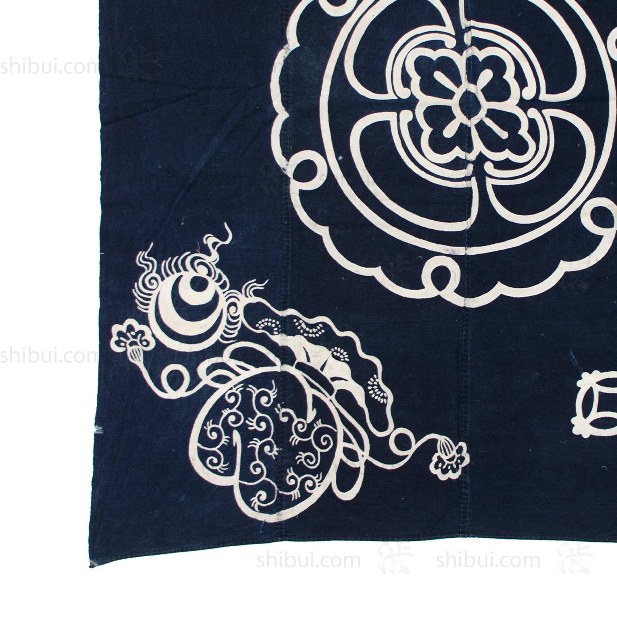 Lucky Symbols Tsutsugaki Furoshiki | Japanese Indigo