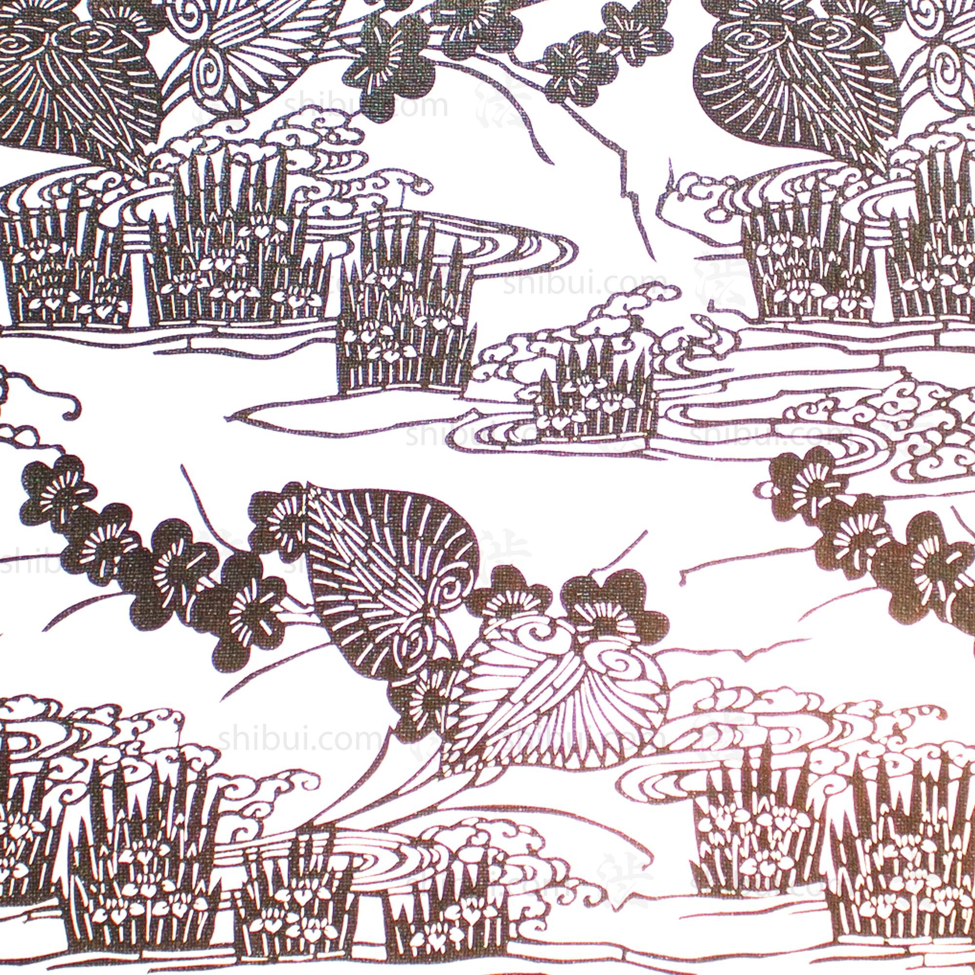 Katagami Japanese Lacquered Paper Stencil with Water Iris