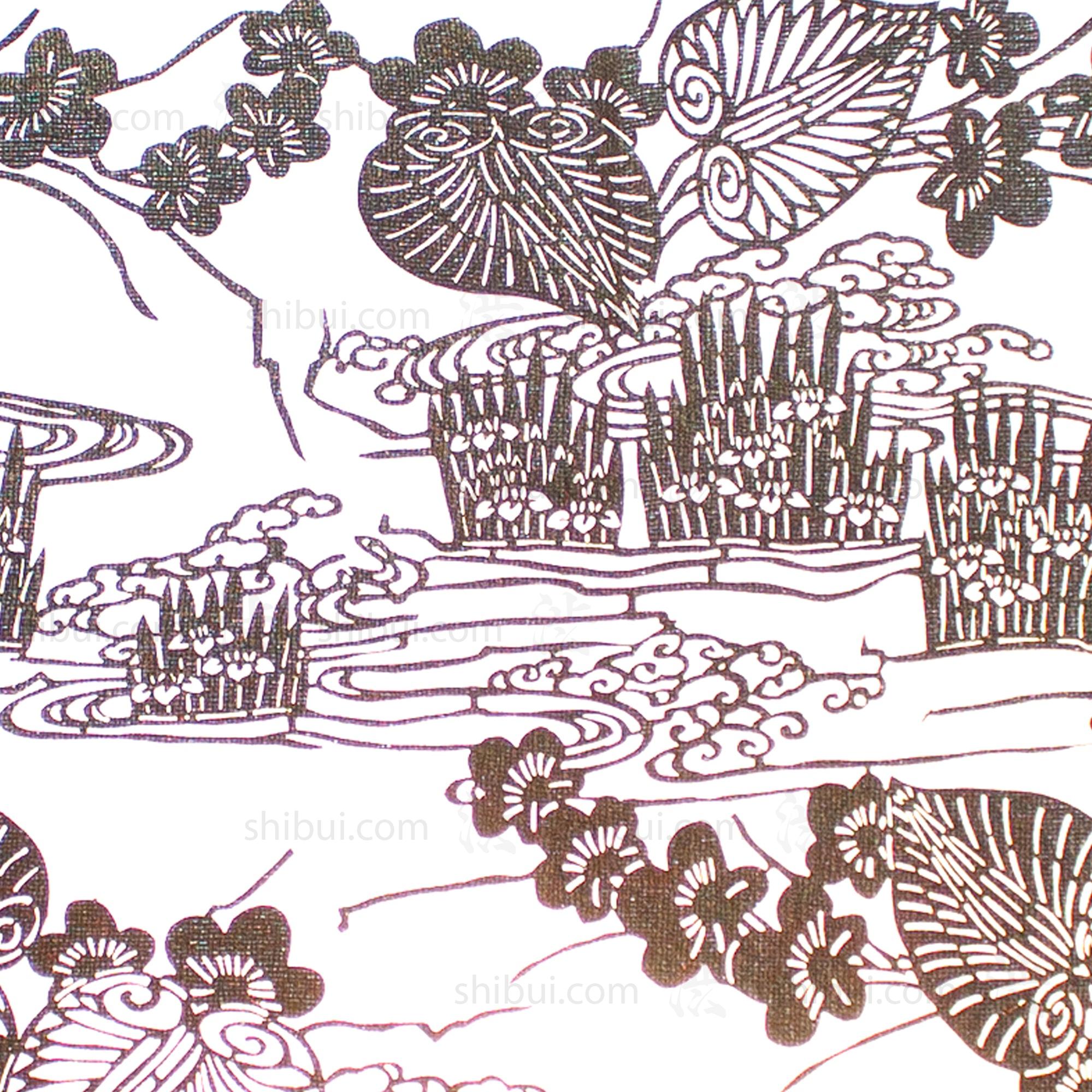 Katagami Japanese Lacquered Paper Stencil with Water Iris