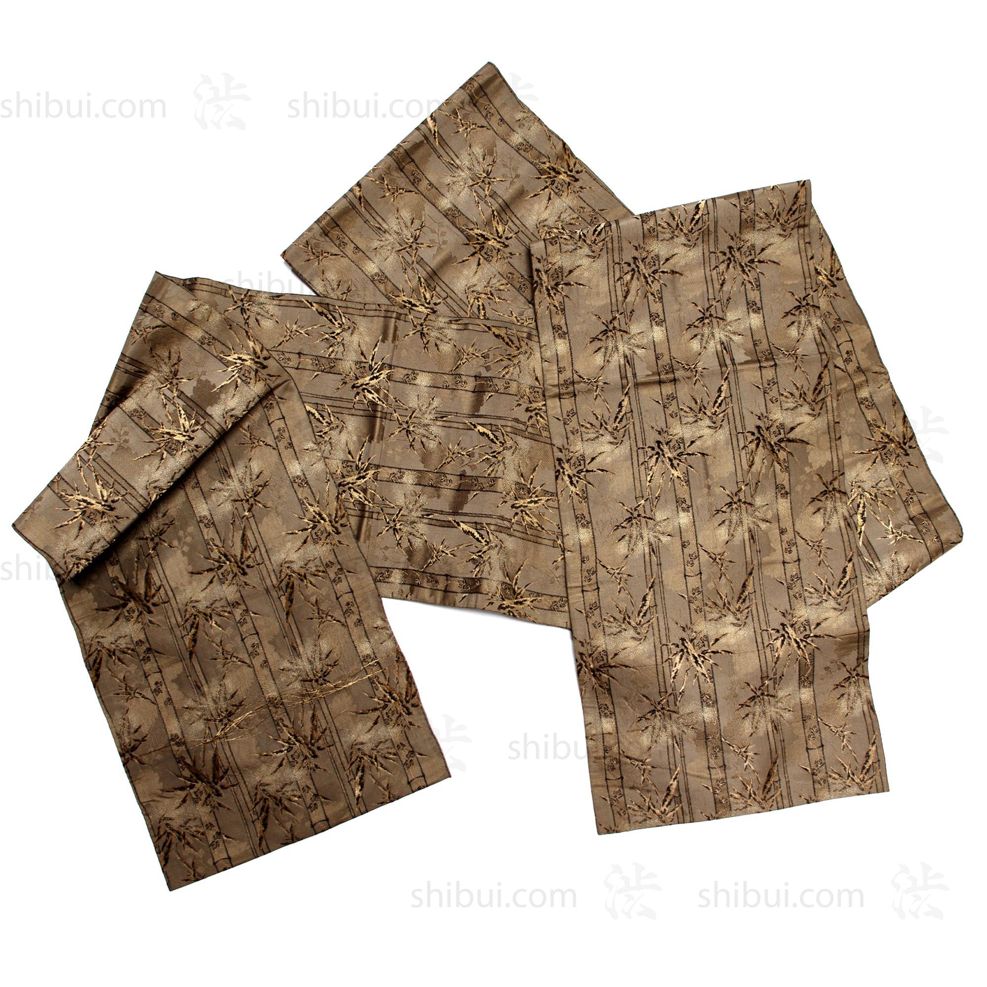 Japanese Silk Brocade Maru Obi with Bamboo Motif
