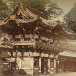 Hand Tinted Antique Japanese Albumen Photo of Yomeimon Great Gate