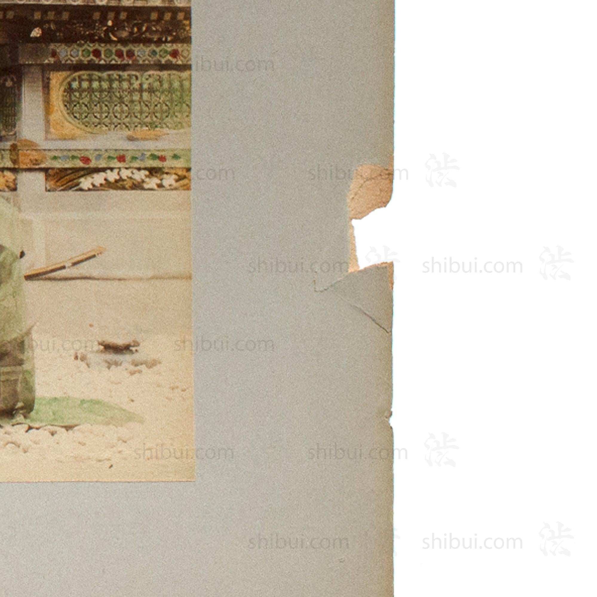 Hand Tinted Antique Japanese Albumen Photo of Karamon Iyeyasu Temple