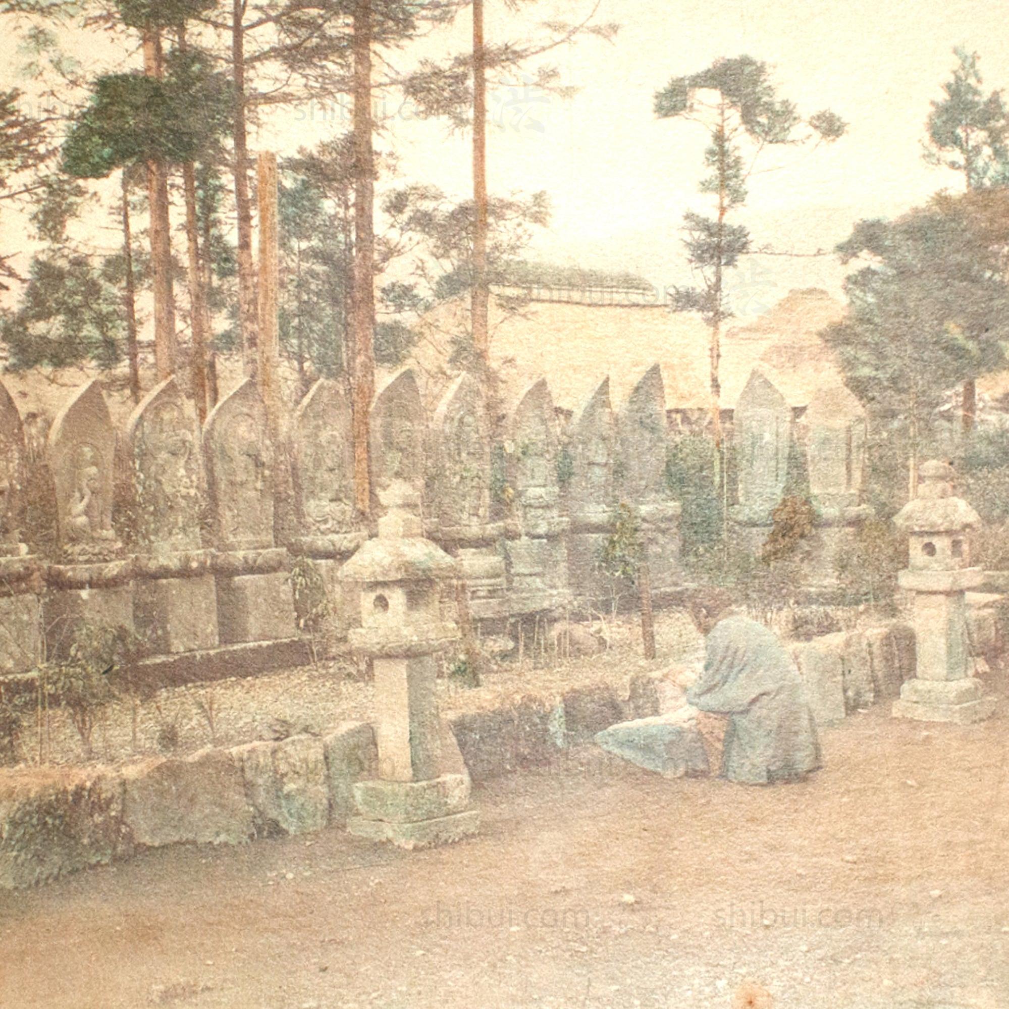 Hand Tinted Antique Japanese Albumen Photo of Ancestral Shrine