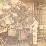 Hand-tinted Meiji Era Photograph | Basket Merchant | Japanese Antique Photography | Albumen Photography | Japanese Decor