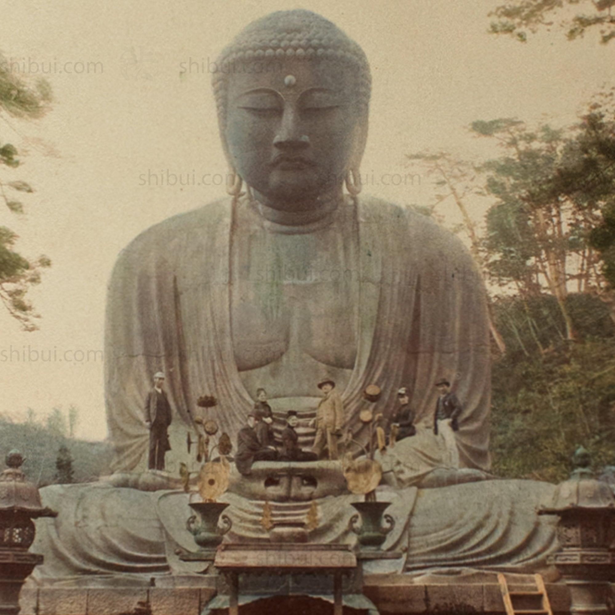 Hand Tinted Antique Japanese Albumen Photo of Kamakura Daibutsu | The Great Buddha