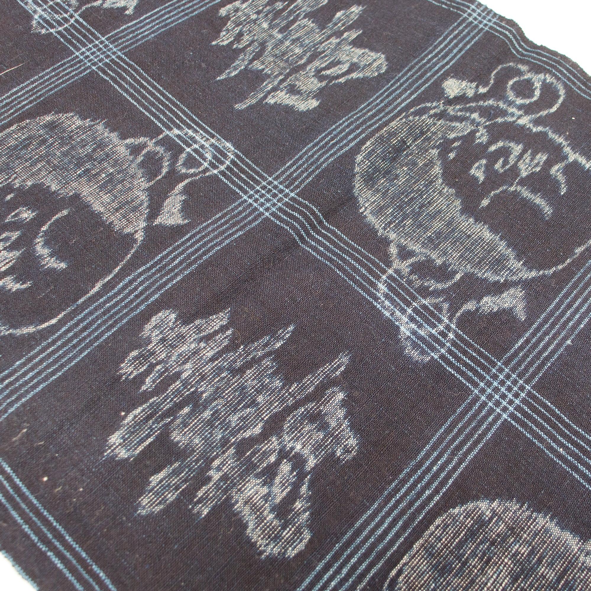 Japanese Indigo E-gasuri Okame Mask Cloth