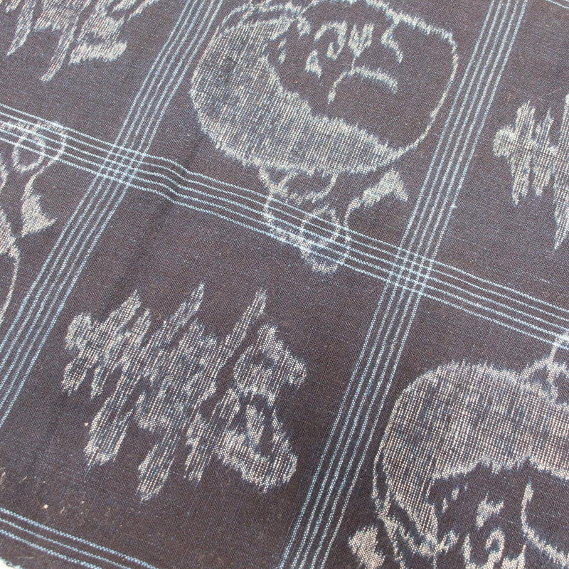 Japanese Indigo E-gasuri Okame Mask Cloth