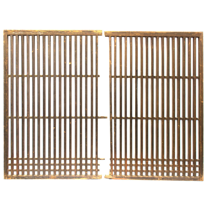 Pair of Machiya Exterior Panels | Japanese Cedar Architectural Panel | Screen