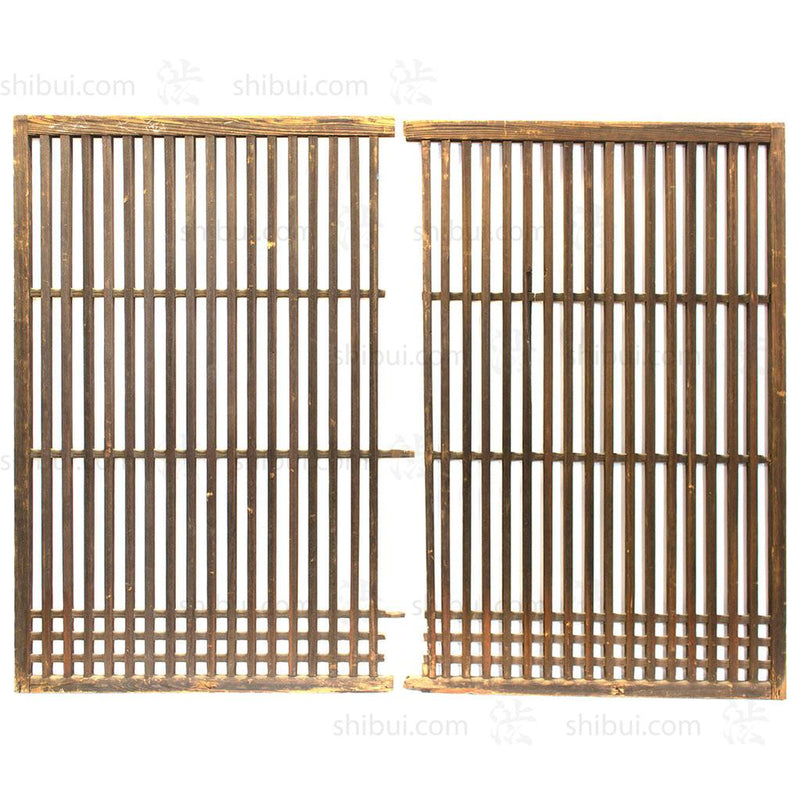 Pair of Machiya Exterior Panels | Japanese Cedar Architectural Panel | Screen