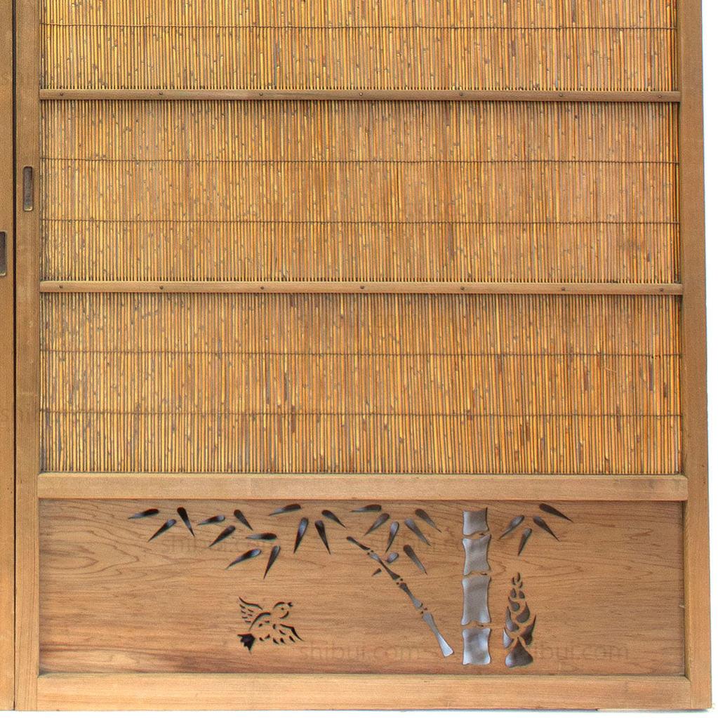 Pair of Sugi Yoshido Doors | Japanese Cedar and Bamboo Wooden Doors for Summer