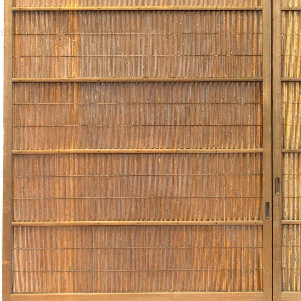 Pair of Sugi Yoshido Doors | Japanese Cedar and Bamboo Wooden Doors for Summer