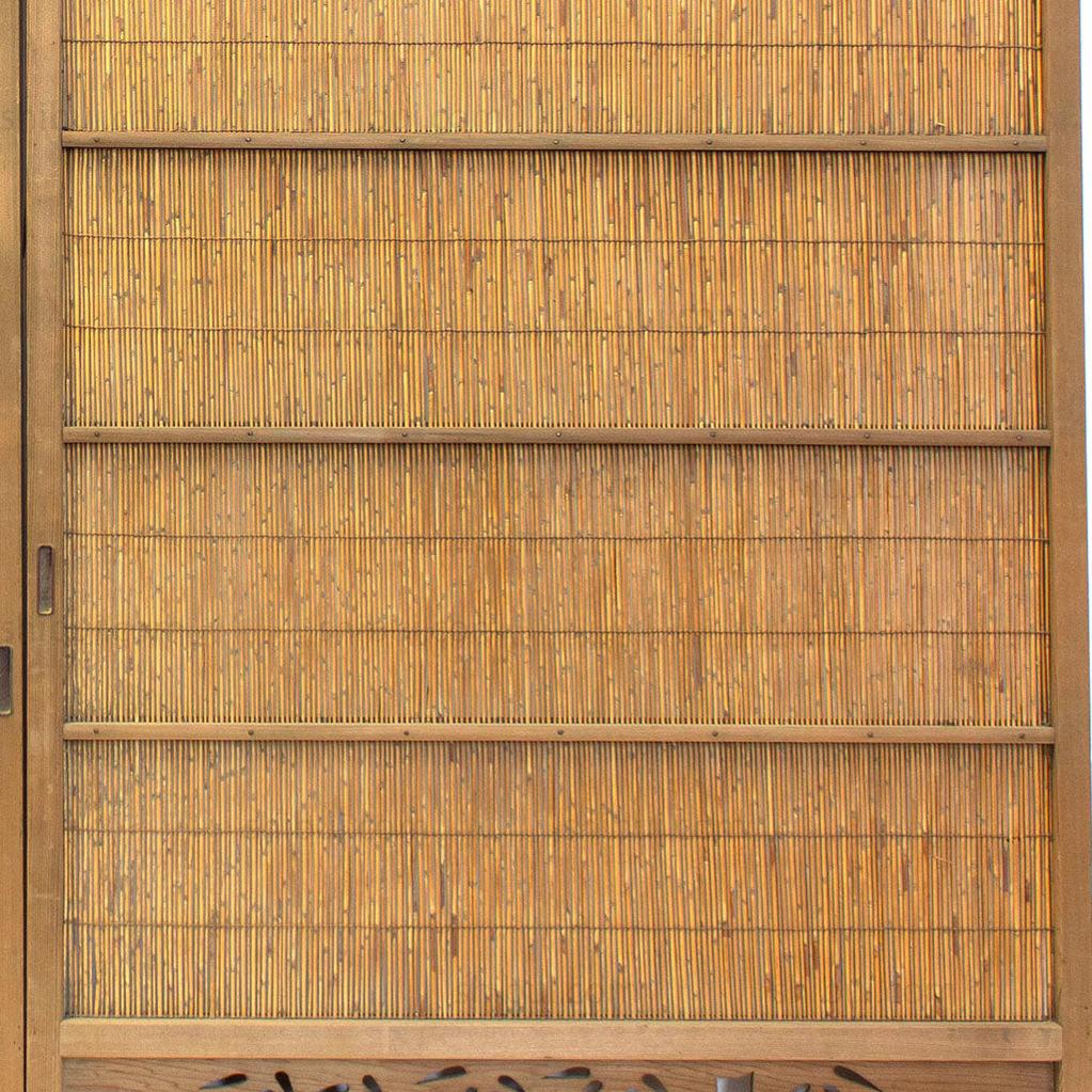 Pair of Sugi Yoshido Doors | Japanese Cedar and Bamboo Wooden Doors for Summer