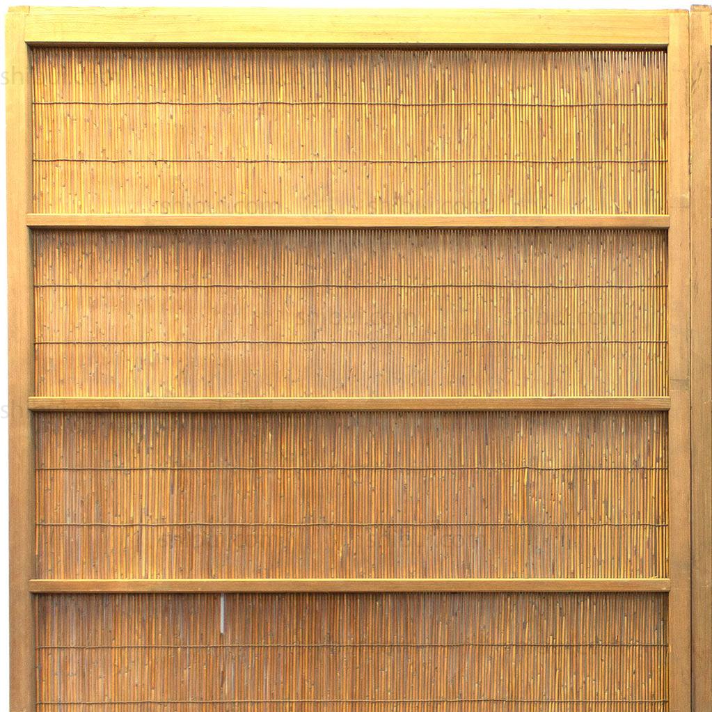 Pair of Sugi Yoshido Doors | Japanese Cedar and Bamboo Wooden Doors for Summer