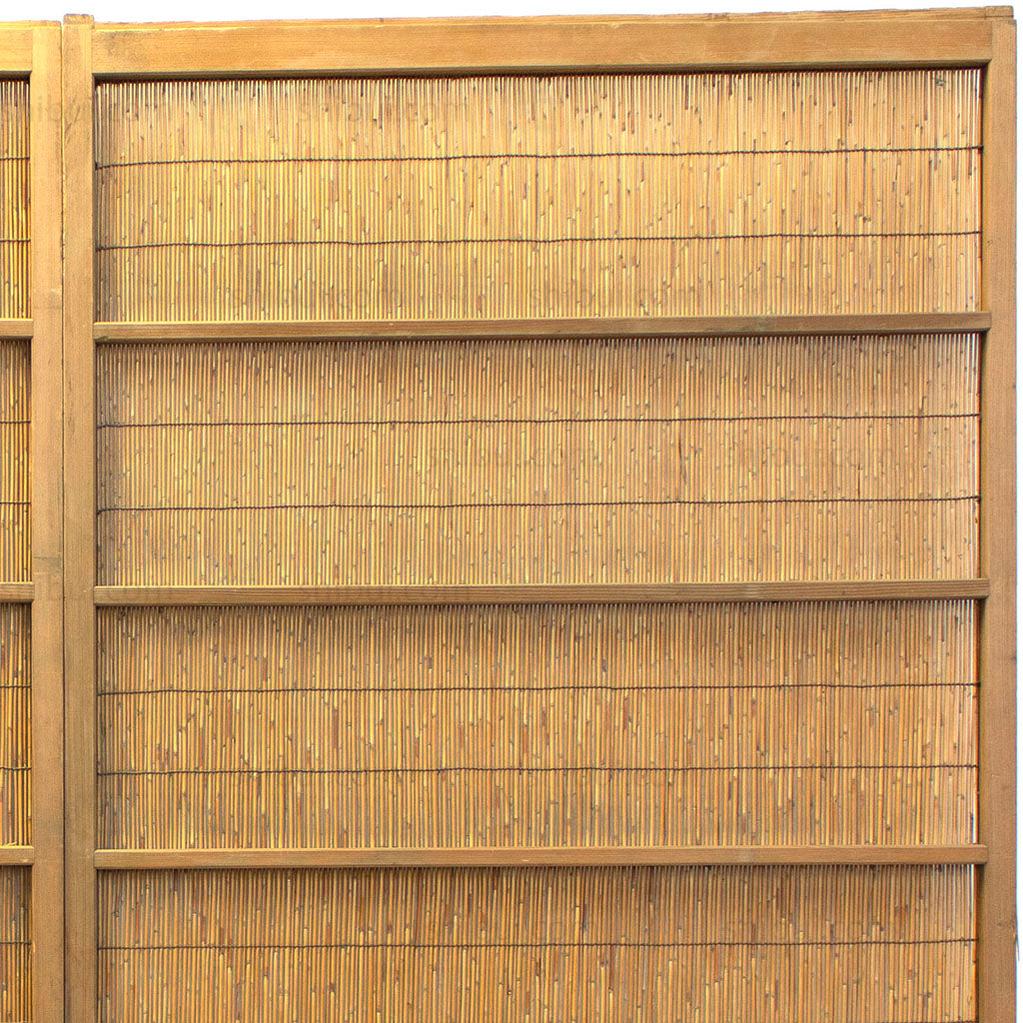 Pair of Sugi Yoshido Doors | Japanese Cedar and Bamboo Wooden Doors for Summer