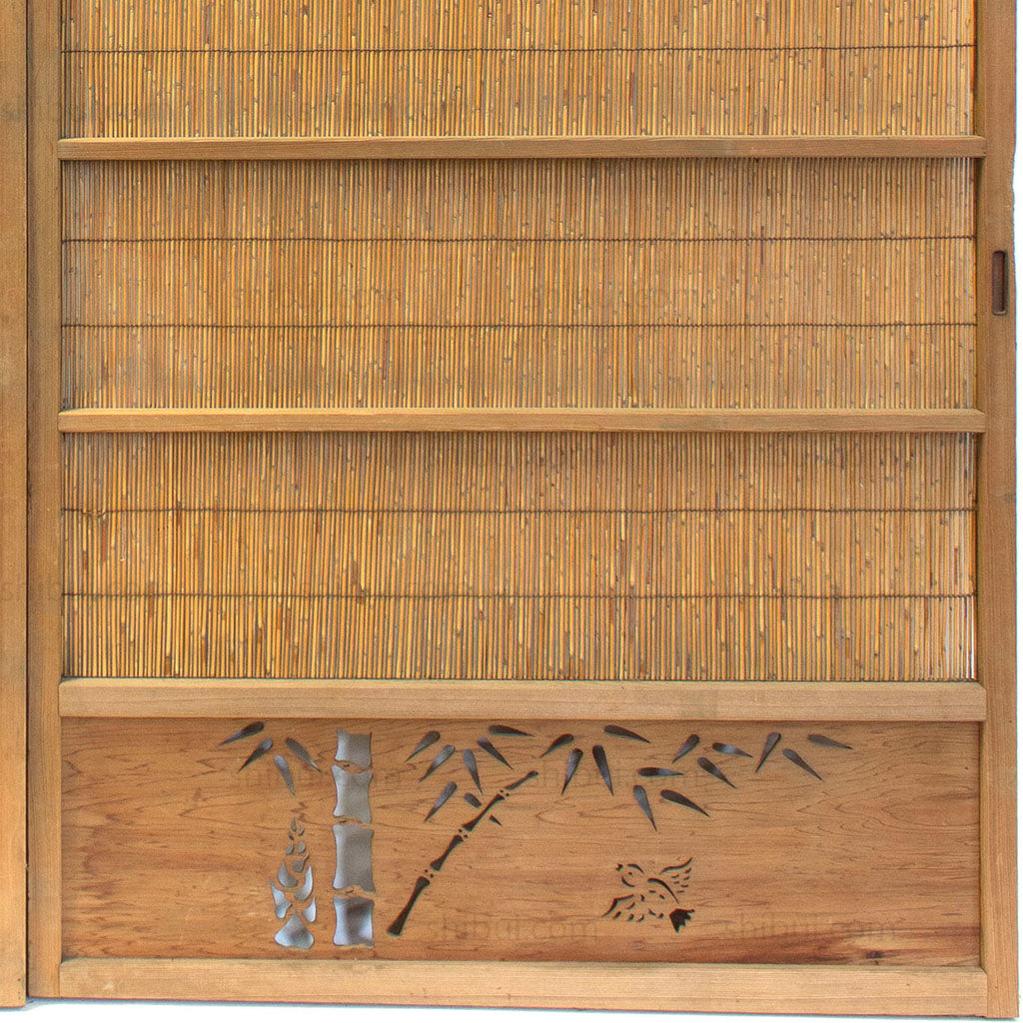 Pair of Sugi Yoshido Doors | Japanese Cedar and Bamboo Wooden Doors for Summer
