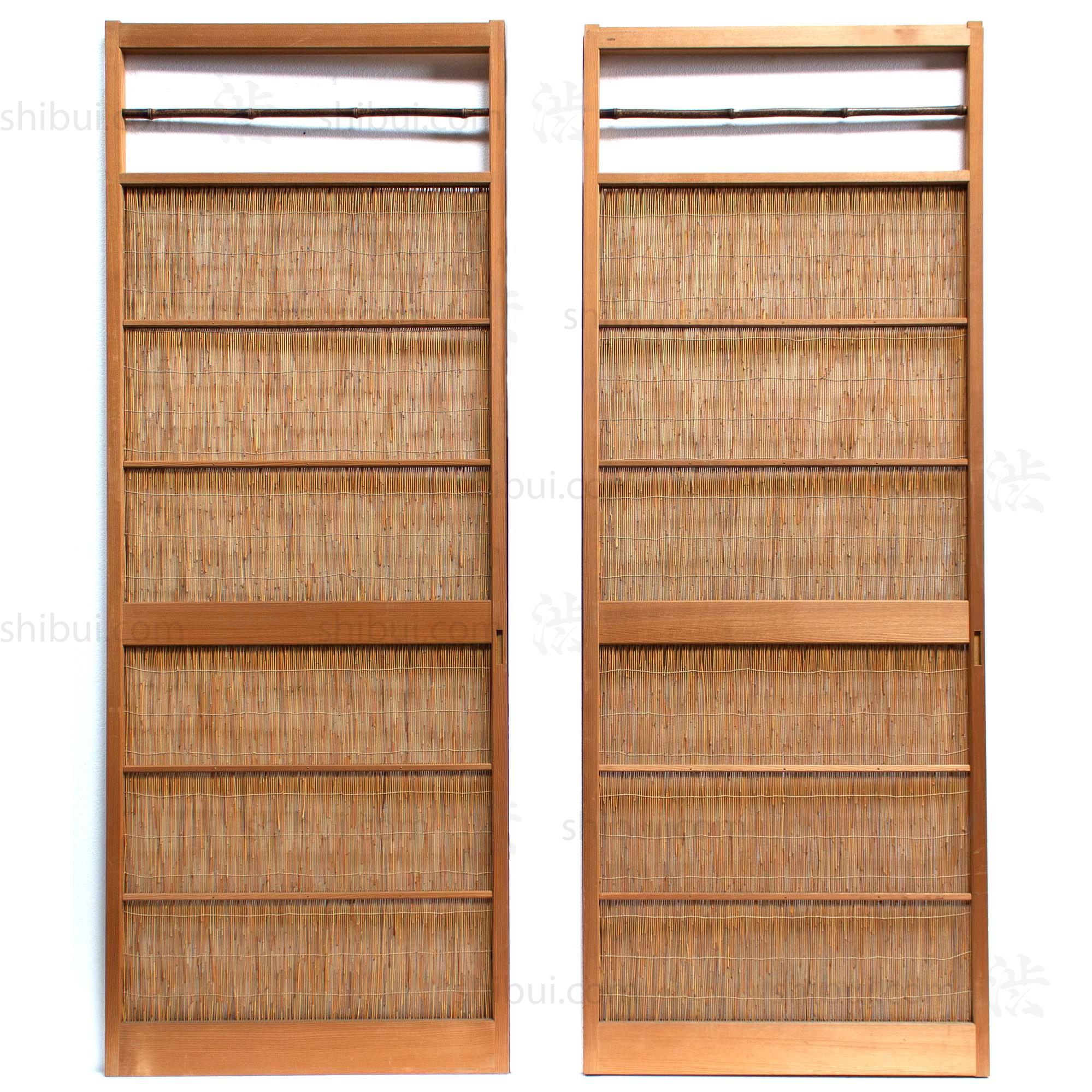 Sugi Yoshido Doors (Sold Individually) | Japanese Cedar and Bamboo Wooden Doors for Summer | Architectural Decor