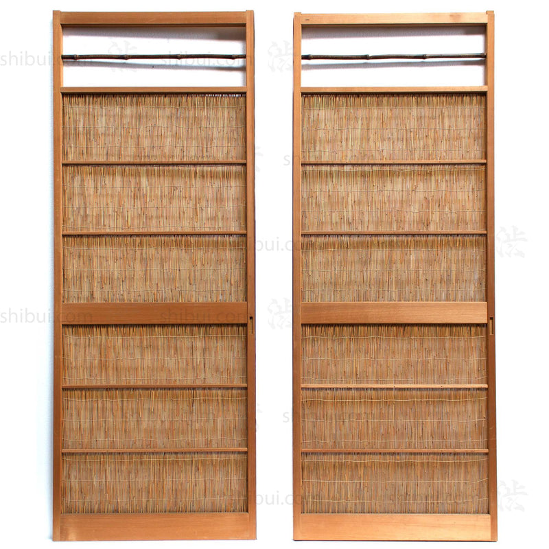 Sugi Yoshido Doors (Sold Individually) | Japanese Cedar and Bamboo Wooden Doors for Summer | Architectural Decor