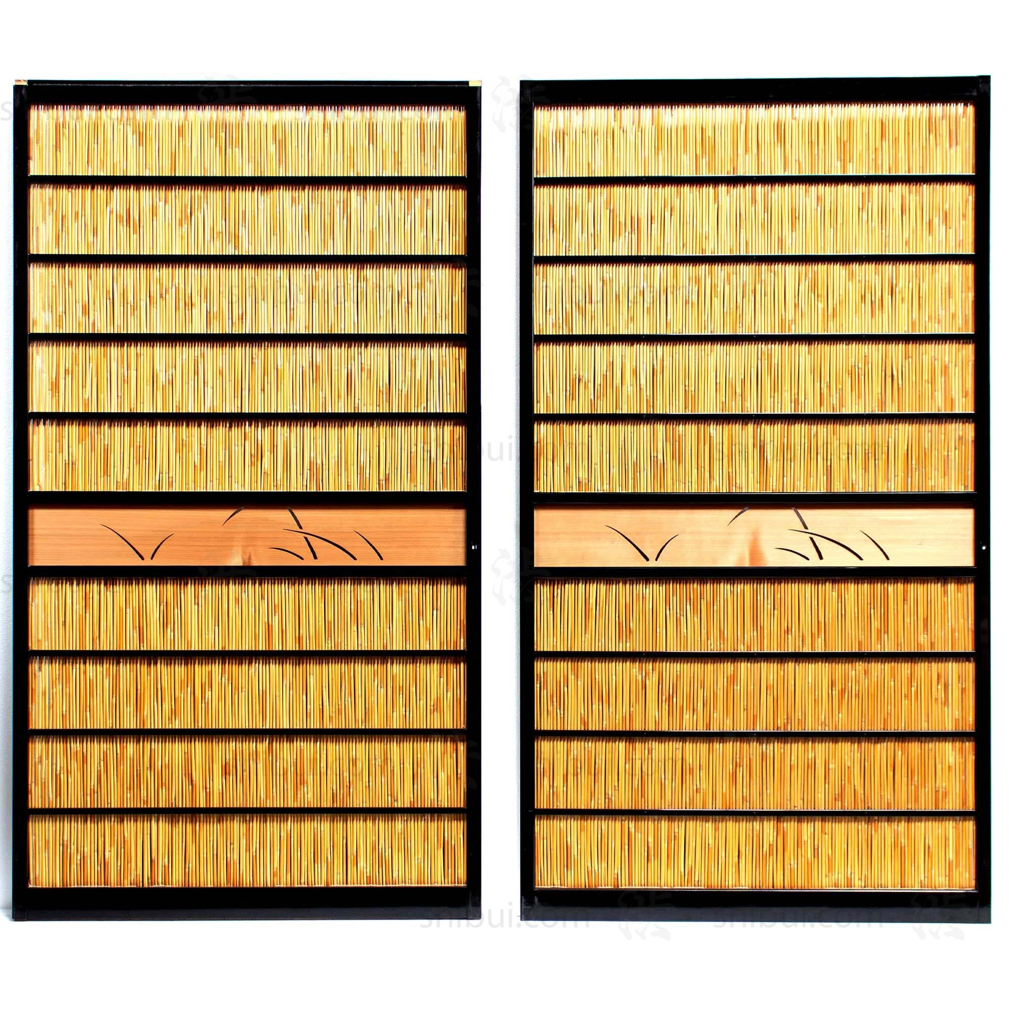 Sugi Yoshido Doors (Sold Individually) | Japanese Cedar and Bamboo Wooden Doors for Summer | Architectural Decor