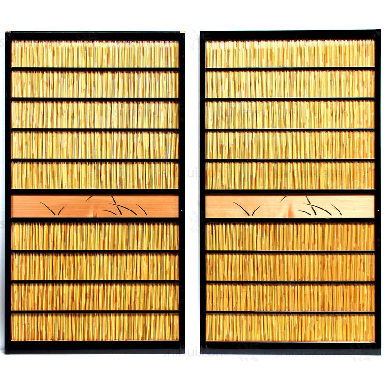 Sugi Yoshido Doors (Sold Individually) | Japanese Cedar and Bamboo Wooden Doors for Summer | Architectural Decor