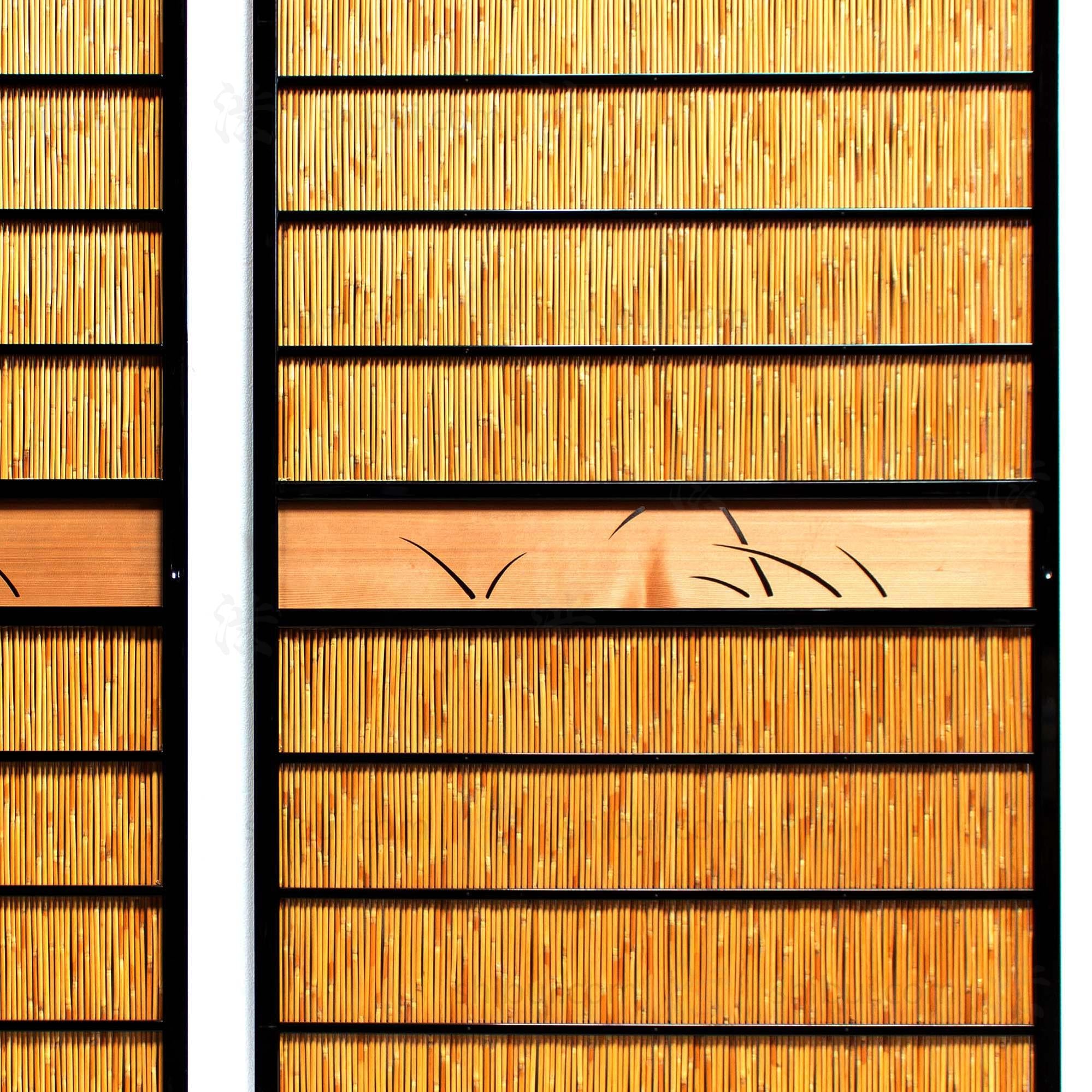 Sugi Yoshido Doors (Sold Individually) | Japanese Cedar and Bamboo Wooden Doors for Summer | Architectural Decor