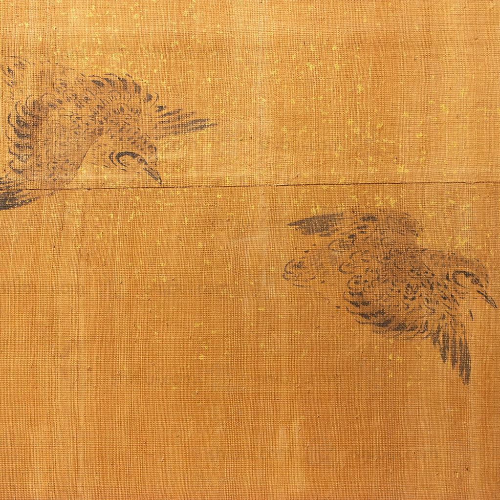 Edo Period Sumi-e Painted Doors (Pair) | Hand Painted Landscape with Birds | Sliding Doors | Architectural Decor