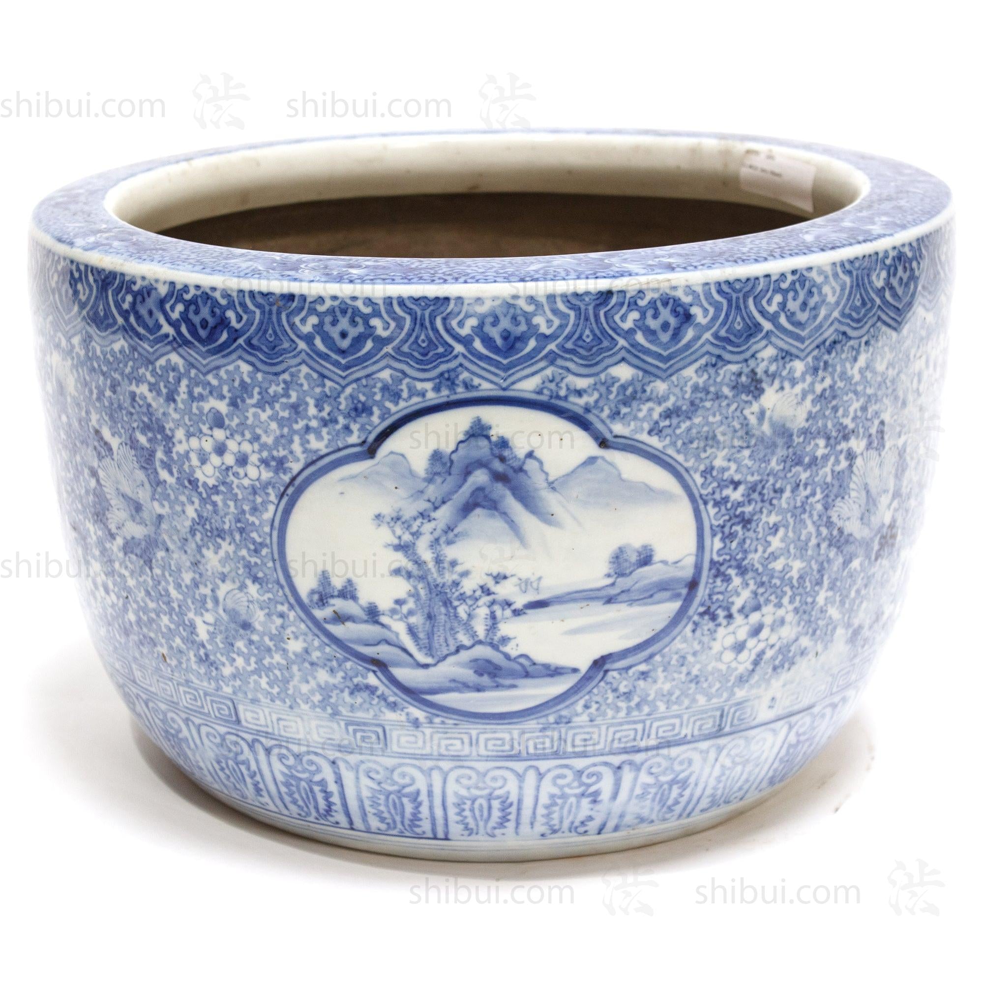Japanese Ceramic Blue and White Hibachi