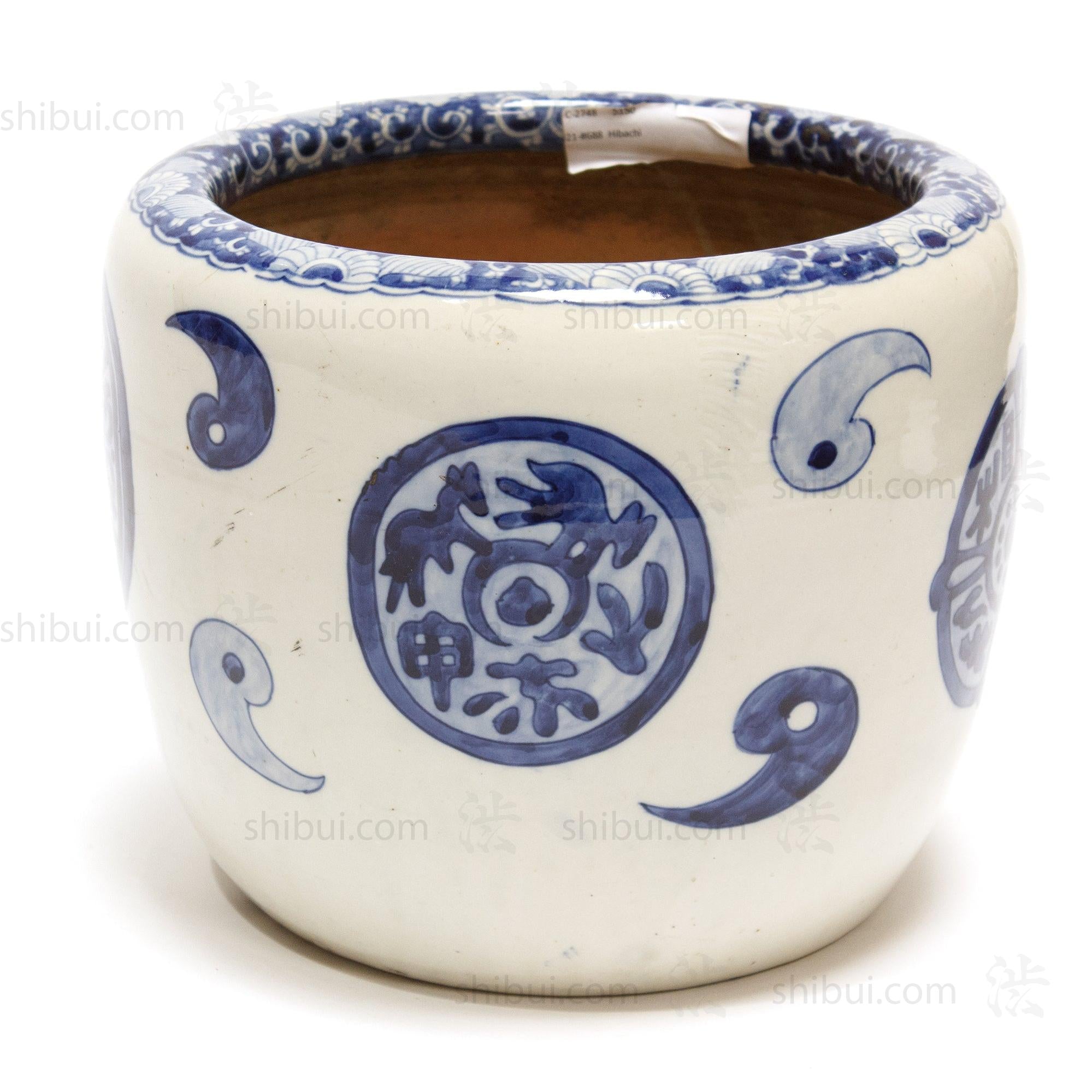 Japanese Ceramic Blue and White Hibachi