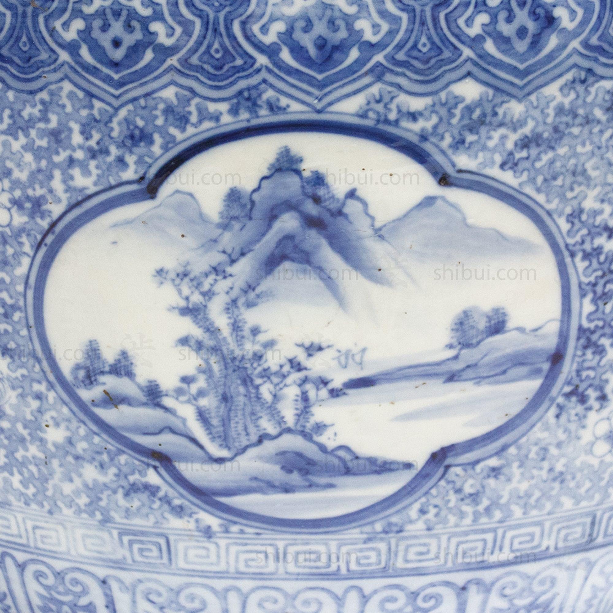Japanese Ceramic Blue and White Hibachi